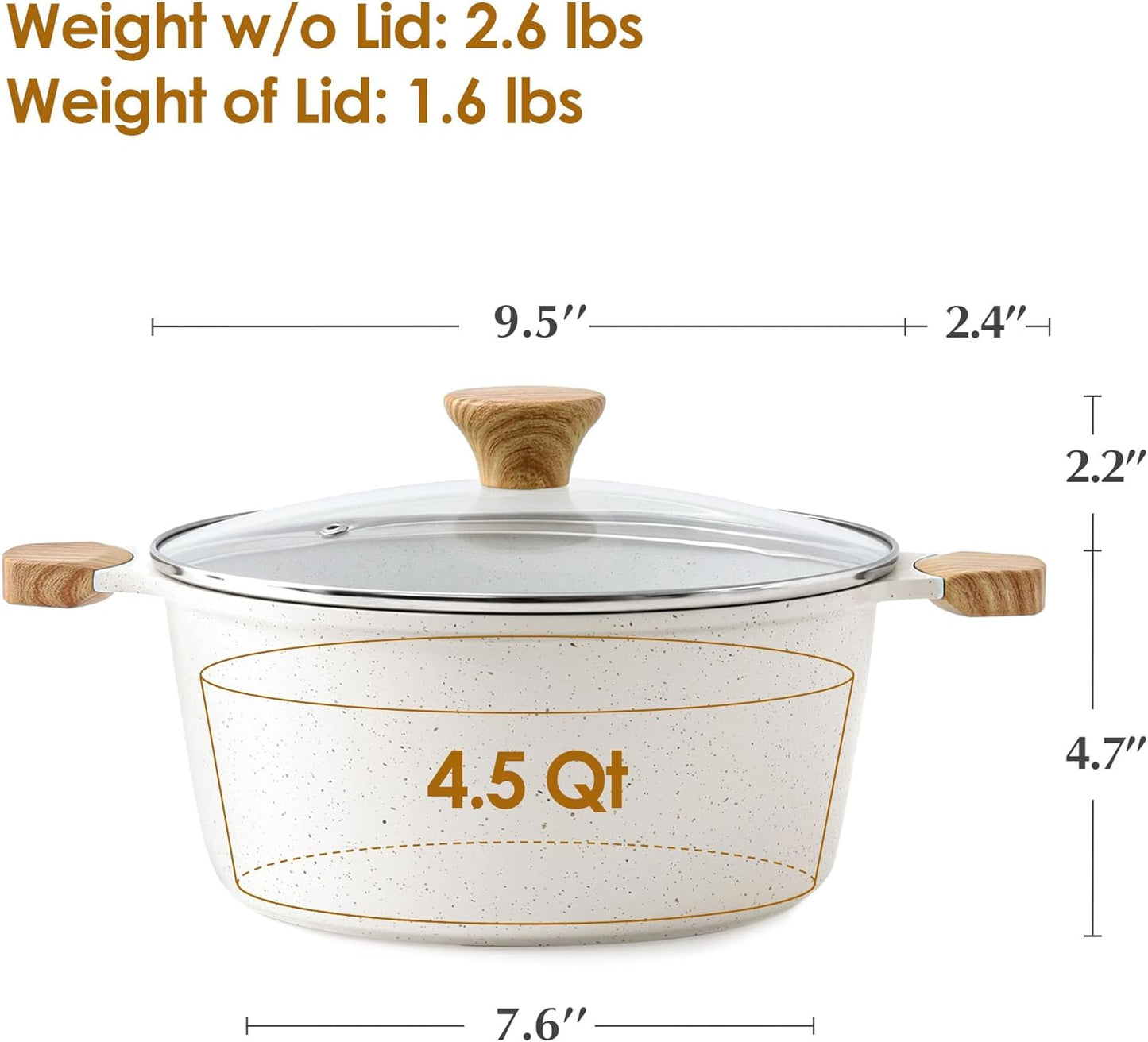 SENSARTE Ceramic Nonstick Stock Pot with Lid, 4.5 Quart Induction Cooking Pot with Tempered Glass Lid, Stew Pot for Soup and Oatmeal, Pasta Casserole, PFOA PFAS PTFE Free, White - Culinary Roots