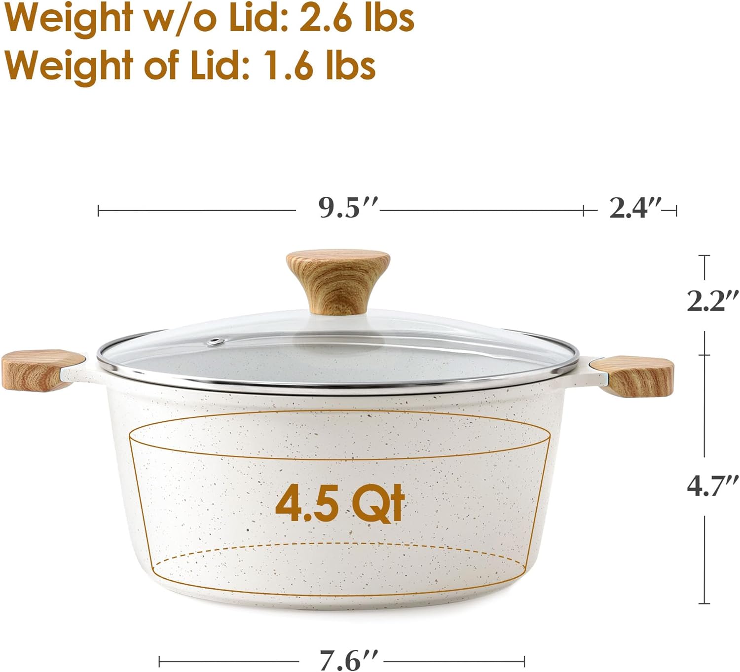 SENSARTE Ceramic Nonstick Stock Pot with Lid, 4.5 Quart Induction Cooking Pot with Tempered Glass Lid, Stew Pot for Soup and Oatmeal, Pasta Casserole, PFOA PFAS PTFE Free, White - Culinary Roots