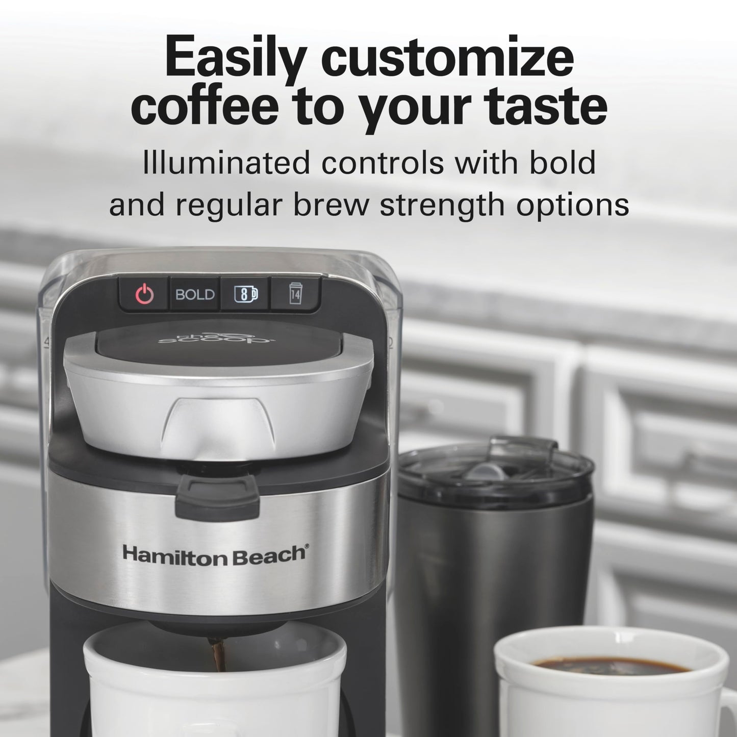 The Scoop Single Serve Coffee Maker & Fast Grounds Brewer for 8