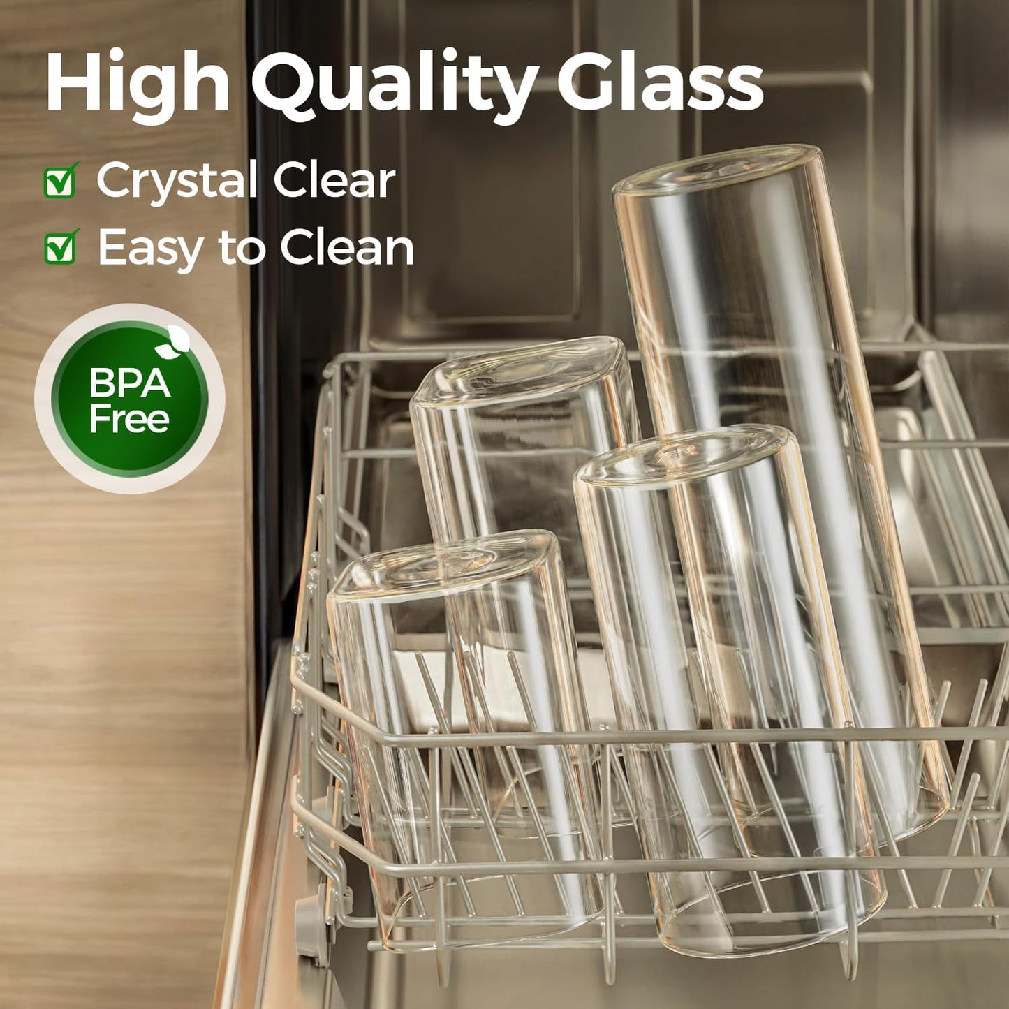 ComSaf Glass Spaghetti Pasta Storage Containers with Lids 2.2 Qt Set of 3, Tall Clear Airtight Food Storage Jar with Lid for Noodles Flour Oat Cereal Sugar Beans, Sqaure Spaghetti Pantry Containers