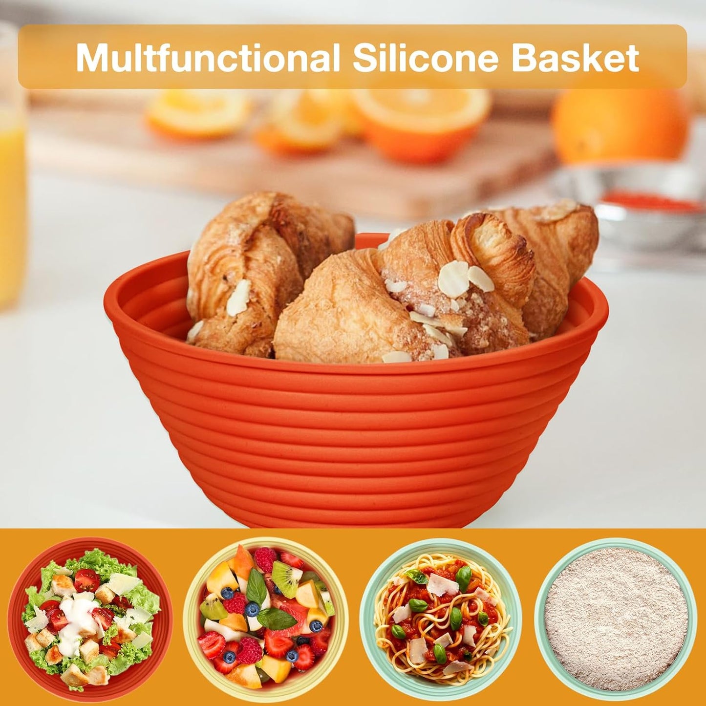 Silicone Banneton, Sourdough Bread Baskets (Set of 6, 5 Inch), Round Proofing Bread Bowls with Starter Kit, Bread Making Baking Supplies - Culinary Roots