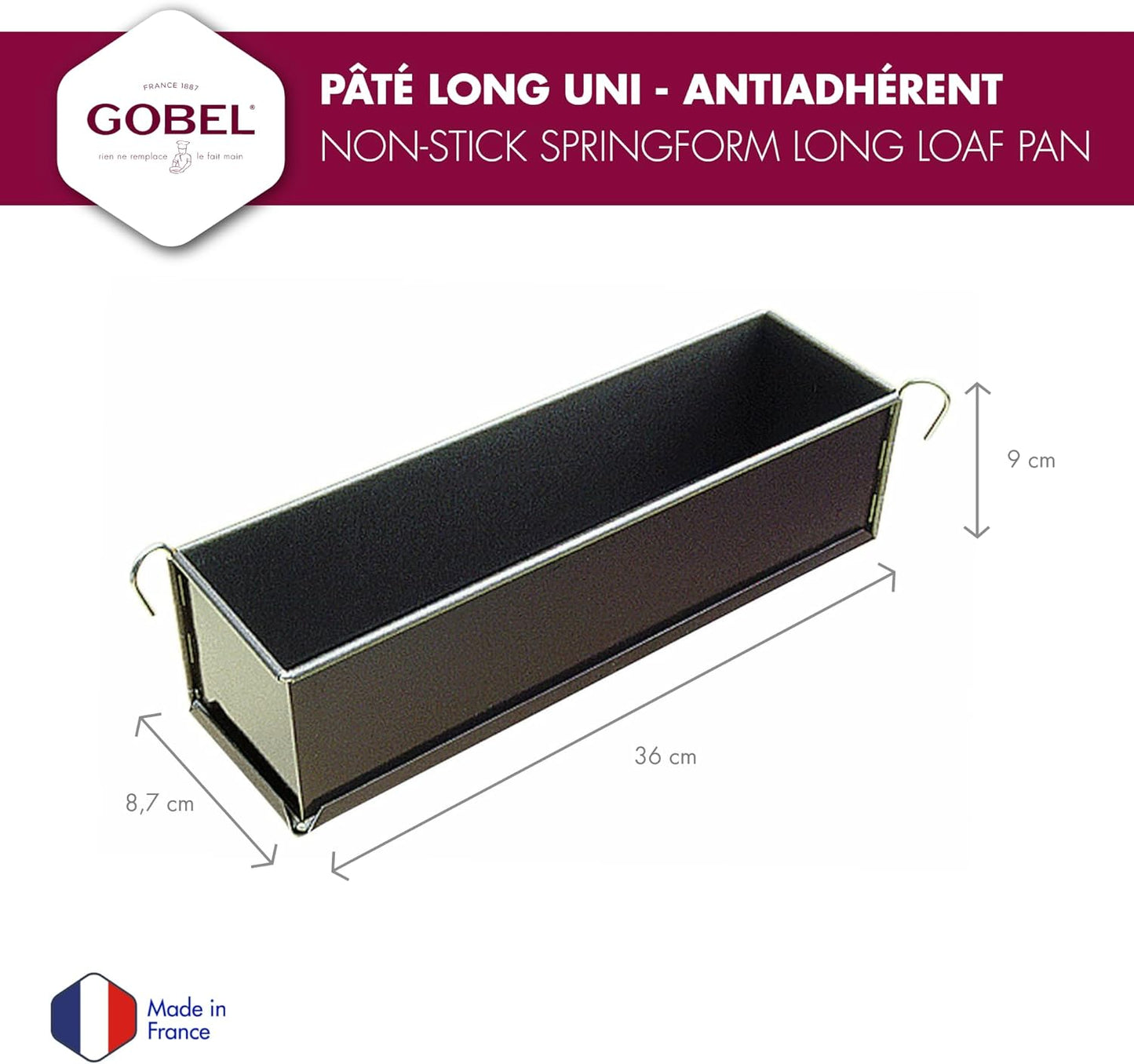 GOBEL - Non-Stick Springform Pate and Long Loaf Pan - Removable Bottom - 13 7/8" x 3 1/8" x 3 1/8" - Culinary Roots