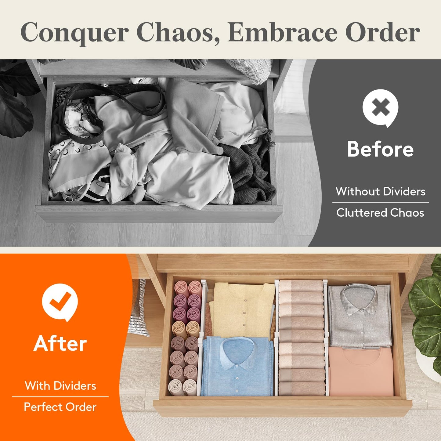 3.2" High Drawer Dividers for Clothes (8 Count)