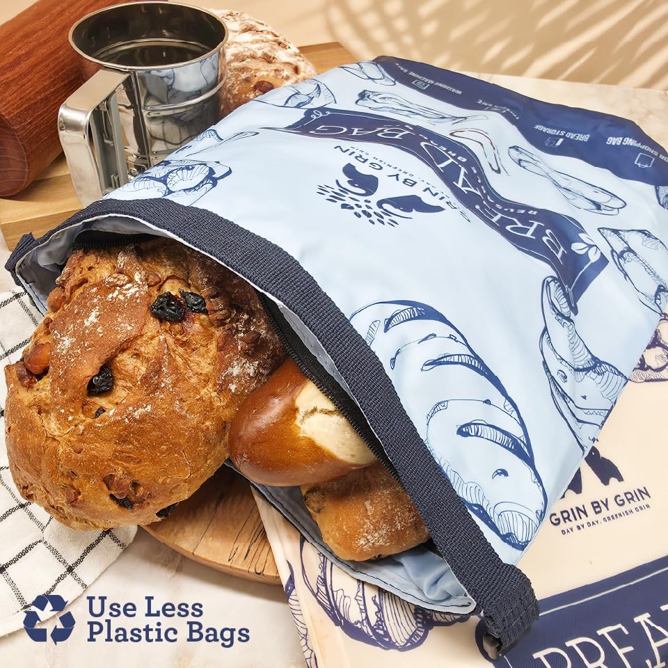 Bread Bags 2 Pack Reusable Zipper Bags Extra Large (2 Count)