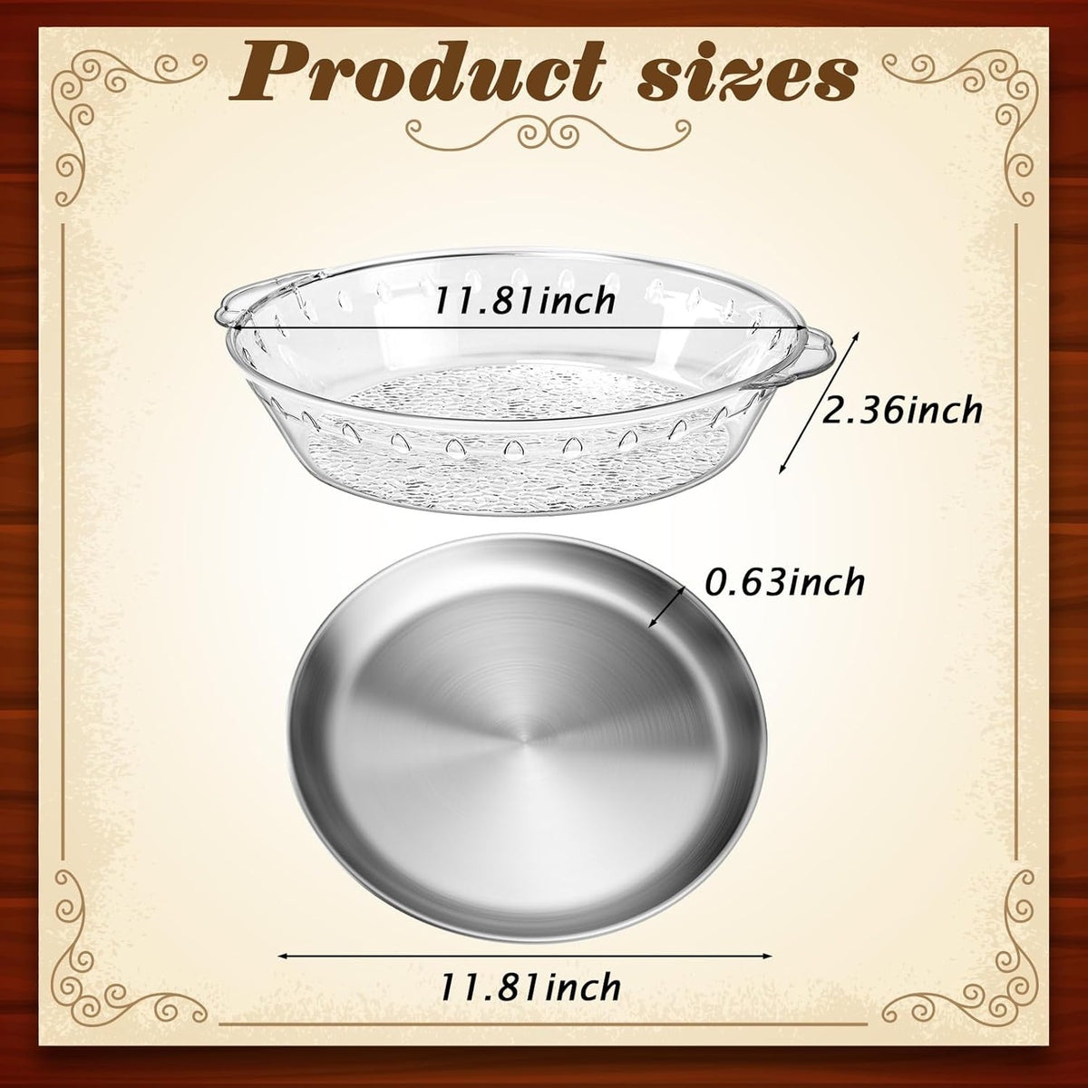 Baderke 9 Set 11.8" Chilled Serving Tray for Parties with Compartments Ice Chilled Party Platter Charcuterie Serving Board Cold Dish Dip for Fruit Seafood Vegetable Shrimp Cocktail (Natural)