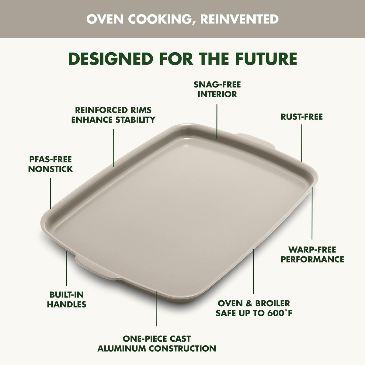 Premiere Ovenware Healthy Ceramic Nonstick 18" x 13" Half Rectangular Baking Pan