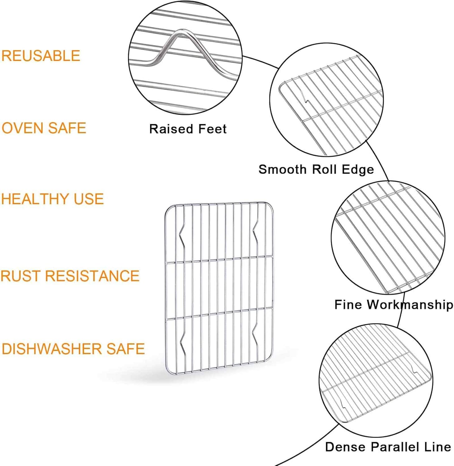 TeamFar Toaster Oven Pan Tray with Cooling Rack, Stainless Steel Toaster Ovenware Pan, Compact 8''x10''x1'', Healthy & Non Toxic, Rust Free & Easy Clean - Dishwasher Safe - Culinary Roots