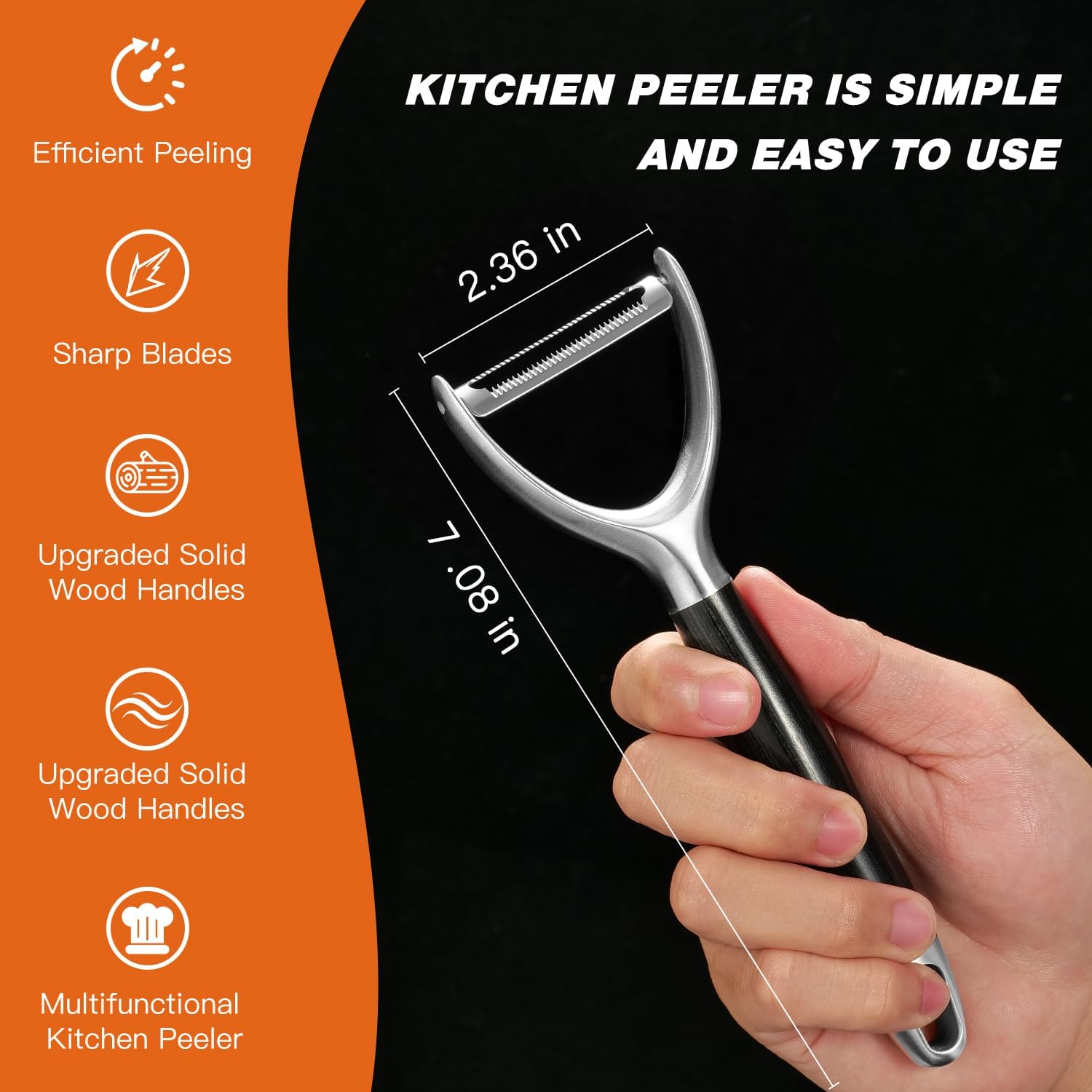 304 Stainless Steel Multi-Function Kitchen Peeler - With Solid Wood Handle, Sharp Durable Blade, Effortlessly Peels Vegetables and Fruits, Essential Kitchen Tool（ Type Y ） - Culinary Roots