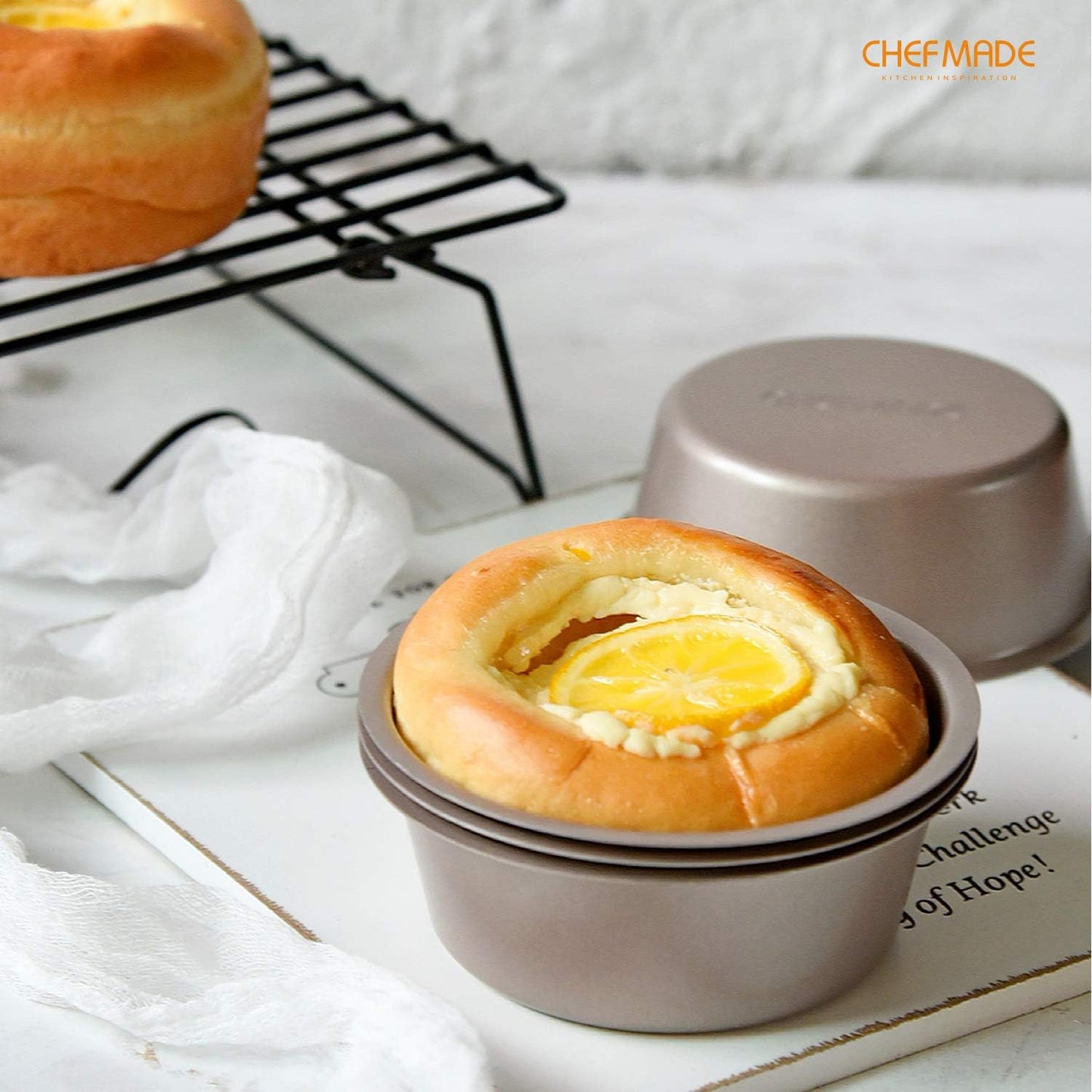 CHEFMADE Mini Cheese Cake Pan Set, 4-Inch 4Pcs Non-Stick Round Cake and Loaf Bakeware for Oven and Instant Pot Baking (Champagne Gold) - Culinary Roots