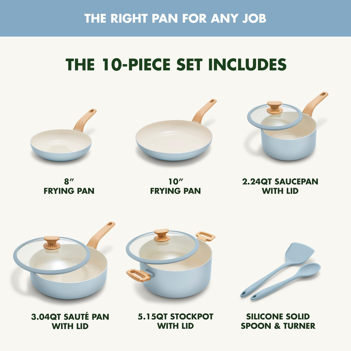 Rio Essence Wood 10 Piece Cookware Pots and Pans Set (10 Count)