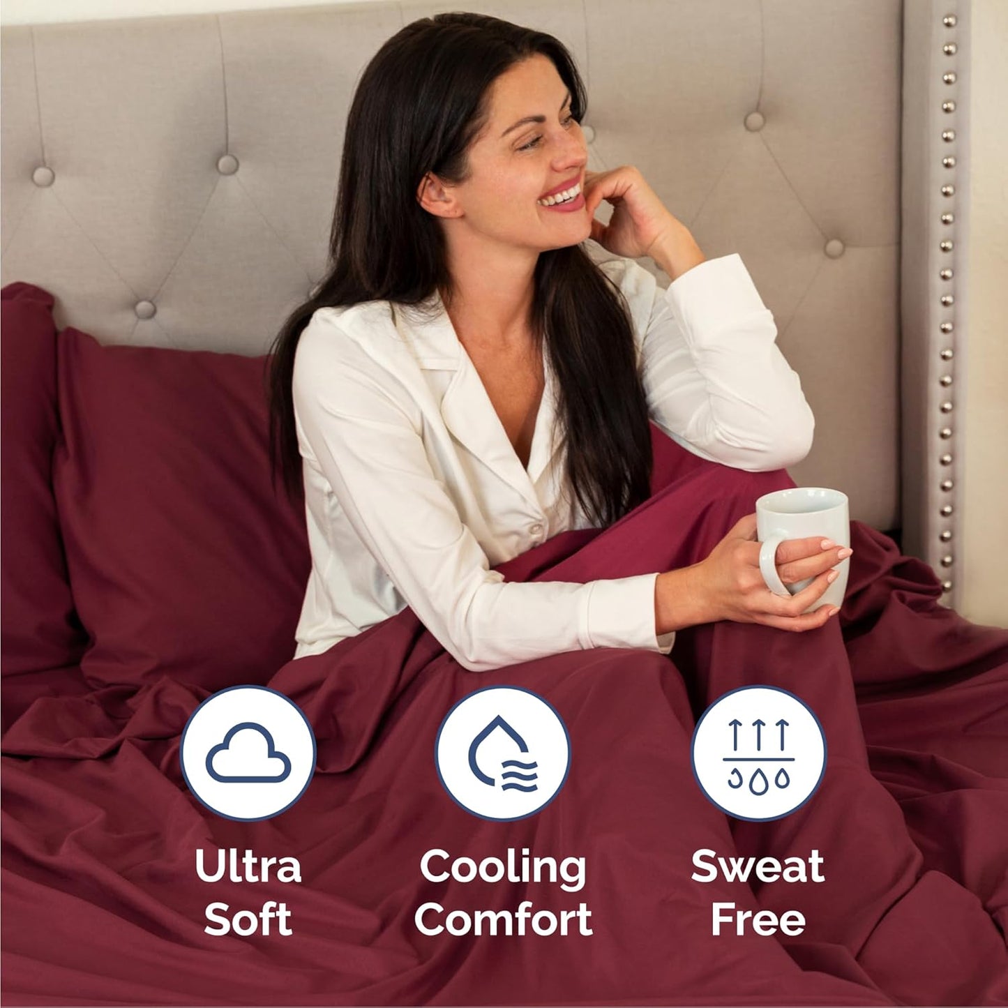 Cal King Size 4 Piece Sheet Set - Comfy Breathable & Cooling Bed Sheets Set - Hotel Luxury Bedding for Women, Men, Kids, Teens, Boys & Girls - Deep Pockets, Soft, Wrinkle Free - Oeko-Tex - Burgundy