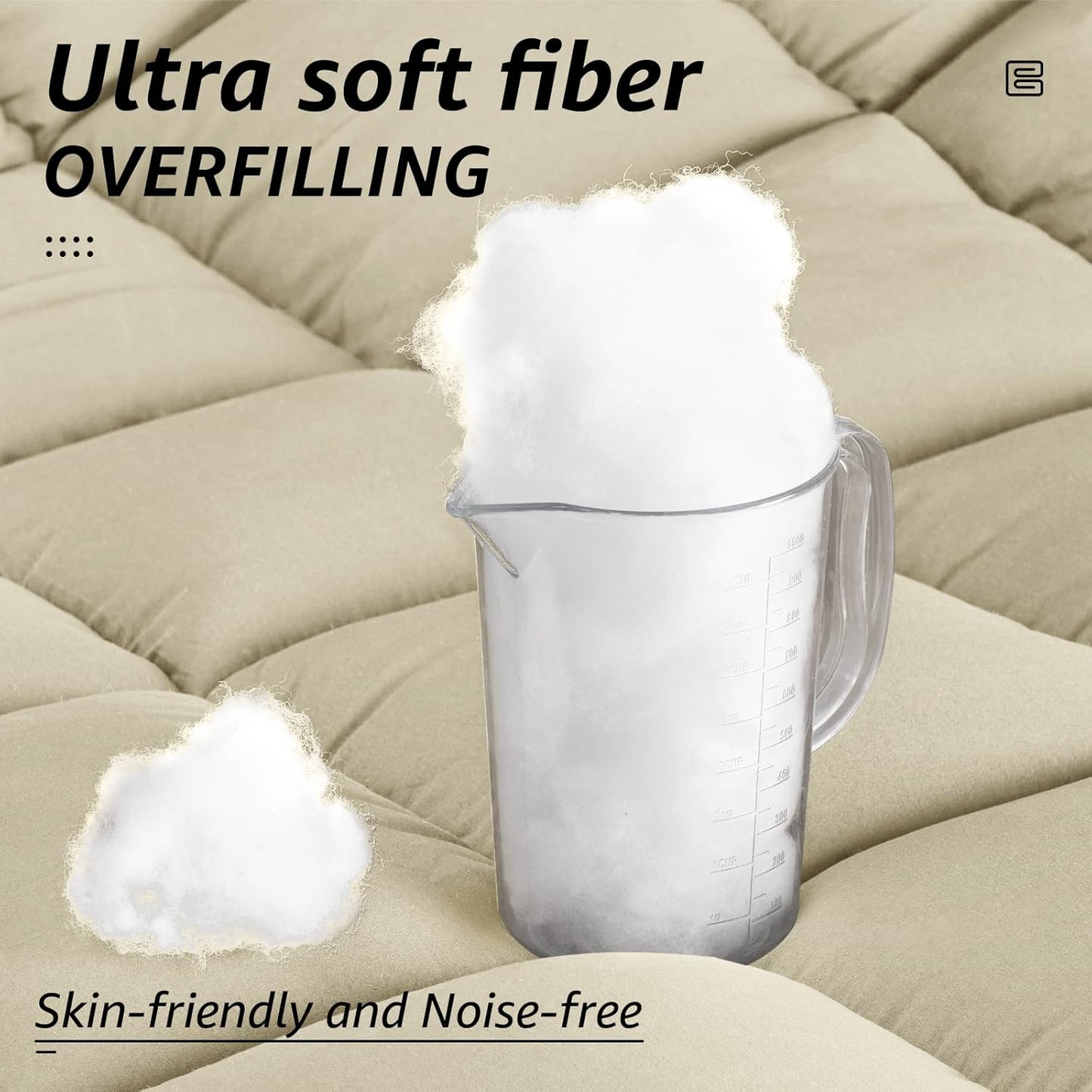 HYLEORY All Season Full Size Bed Comforter - Cooling Down Alternative Quilted Duvet Insert with Corner Tabs - Winter Warm - Machine Washable - Beige