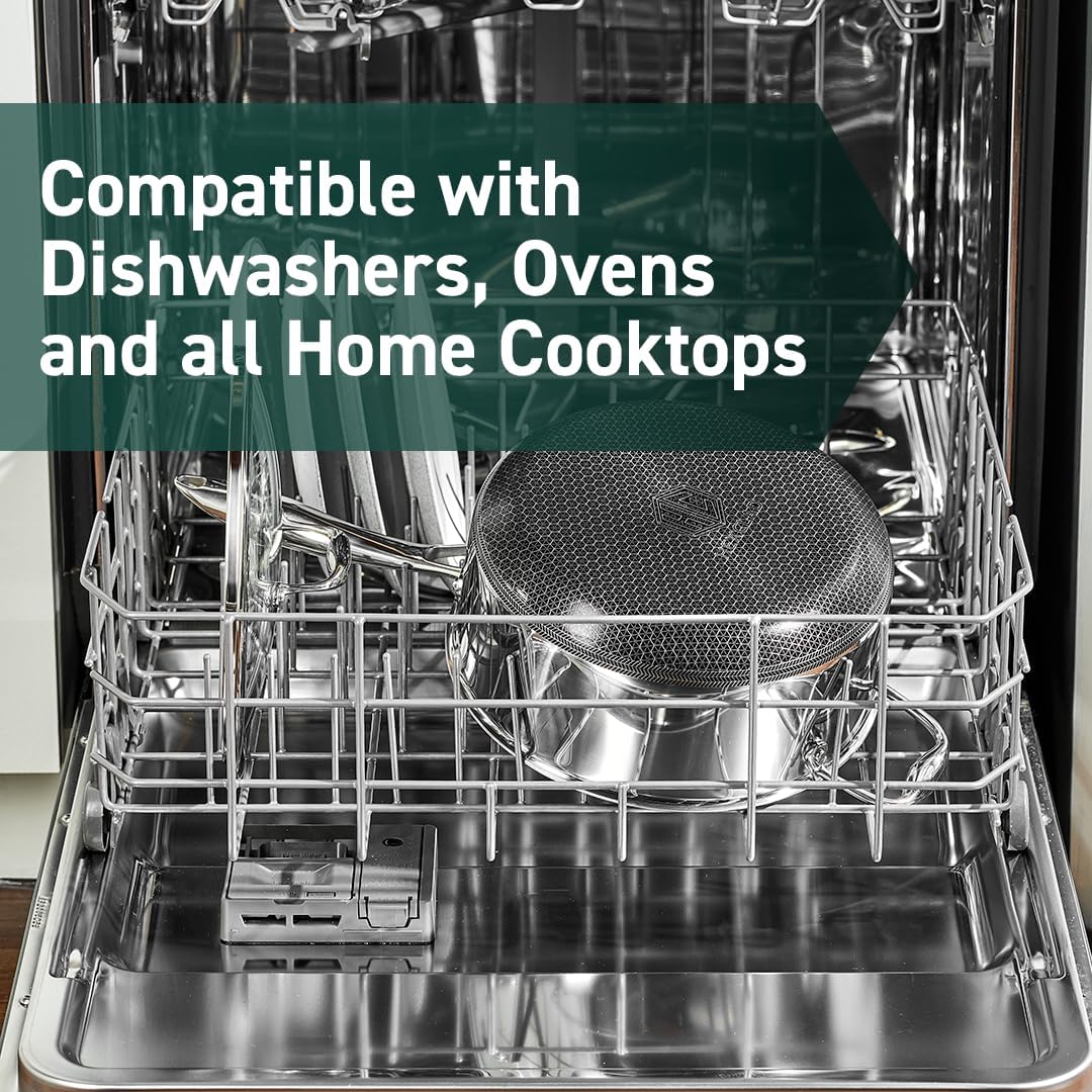 HexClad Hybrid Nonstick 3-Quart Saucepan with Tempered Glass Lid, Stay-Cool Handle, Dishwasher-Friendly, Oven-Safe Up to 900°F, Induction Ready, Compatible with All Cooktops - Culinary Roots