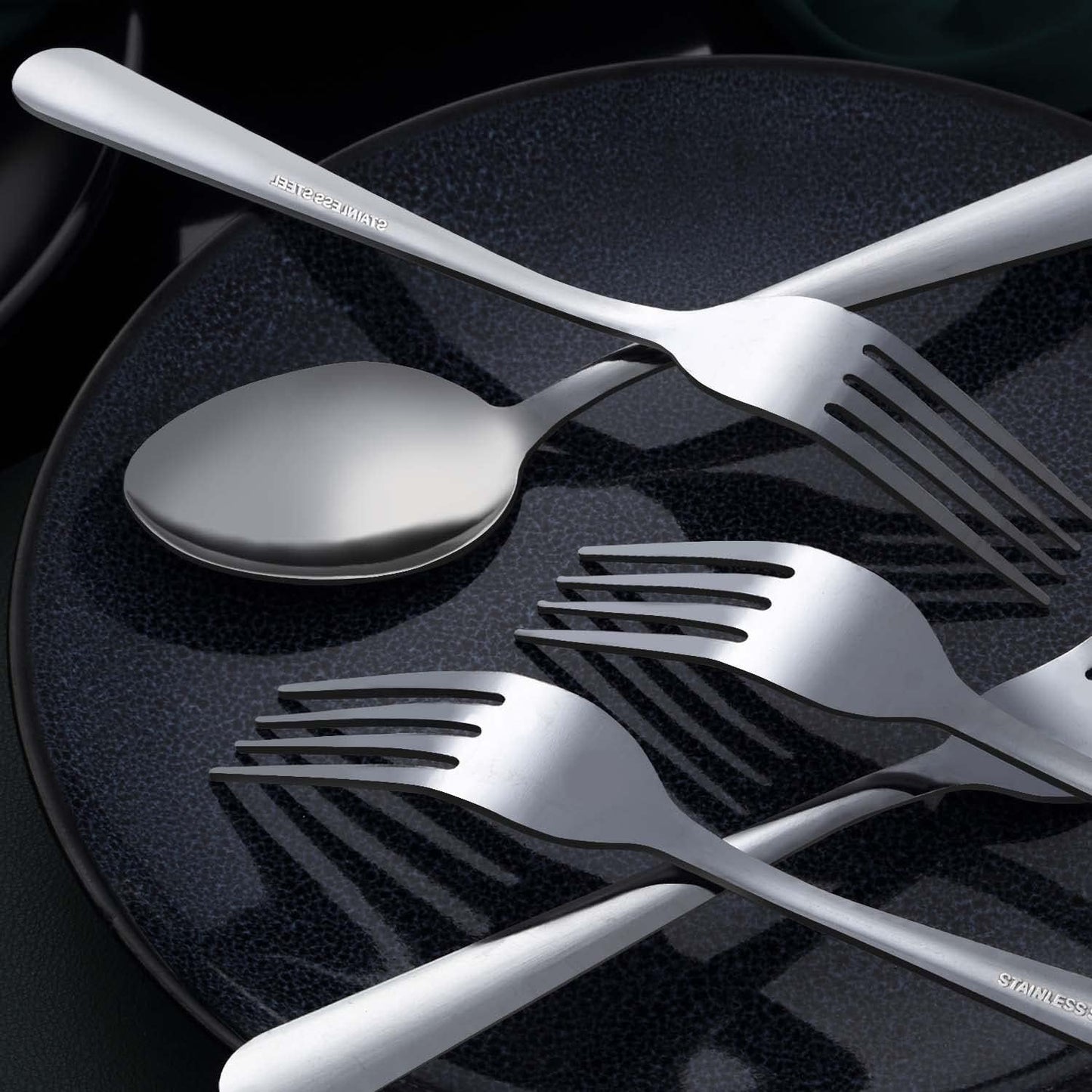 Unokit 36-Piece Silverware Set (6.7 inch), Stainless Steel Dinner and Dessert Spoons, Tablespoons - Mirror Polished, Dishwasher Safe