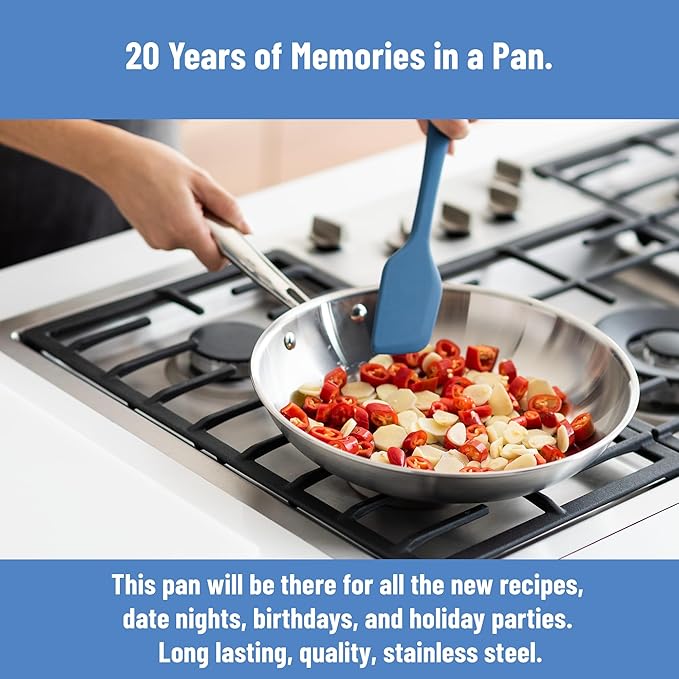 Misen 5-Ply Stainless Steel 6" Frying Pan - Professional Cookware for Induction, Gas and Electric - Dishwasher Safe, Oven Safe to 800°F - Durable, Versatile, Even Heating