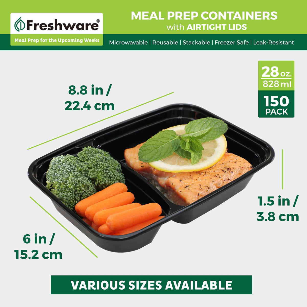 Meal Prep Containers with Lids 28 oz [150 Pack] 2 (150 Count)