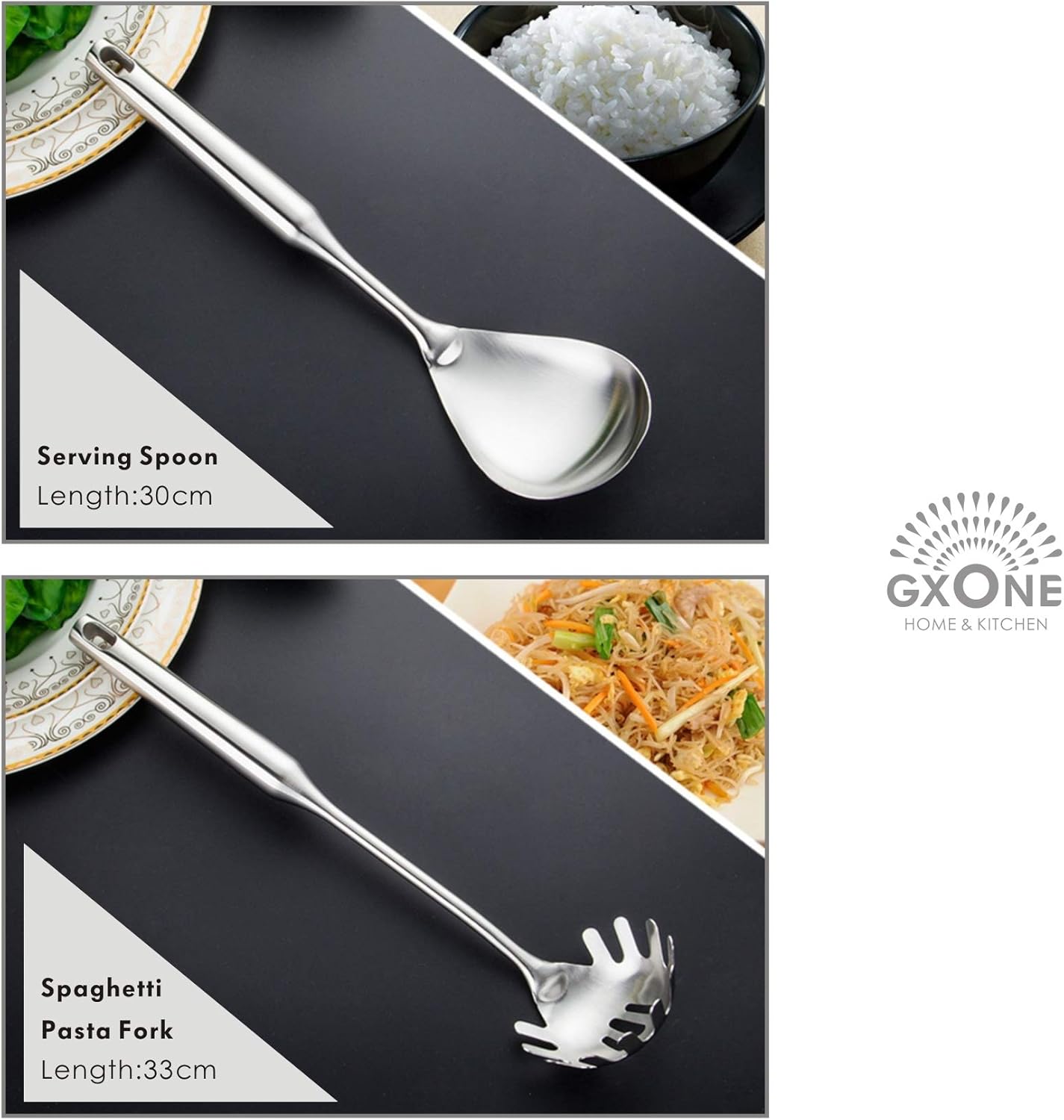 Kitchen Utensil Set – 6 Piece Stainless Steel Cooking Utensils with Rotating Holder Organizer Includes Slotted Spoon, Slotted Spatula, Large Spoon, Soup Ladle, Spatula, Pasta Server Silver/7PCS - Culinary Roots