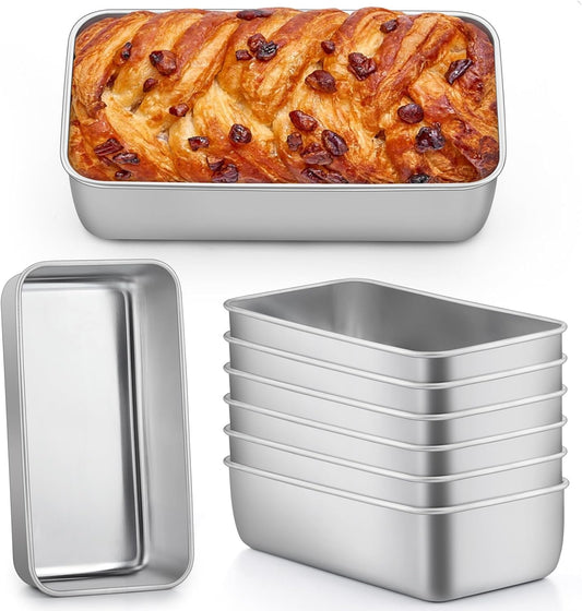 P&P CHEF Loaf Pan Set, 9 x 5 Inch Bread Pans, Stainless Steel Loaf Toast Baking Pans For Bread Meatloaf Lasagna Cake, Healthy & Non Toxic, Oven & Dishwasher Safe,(Silver, 8Pcs) - Culinary Roots