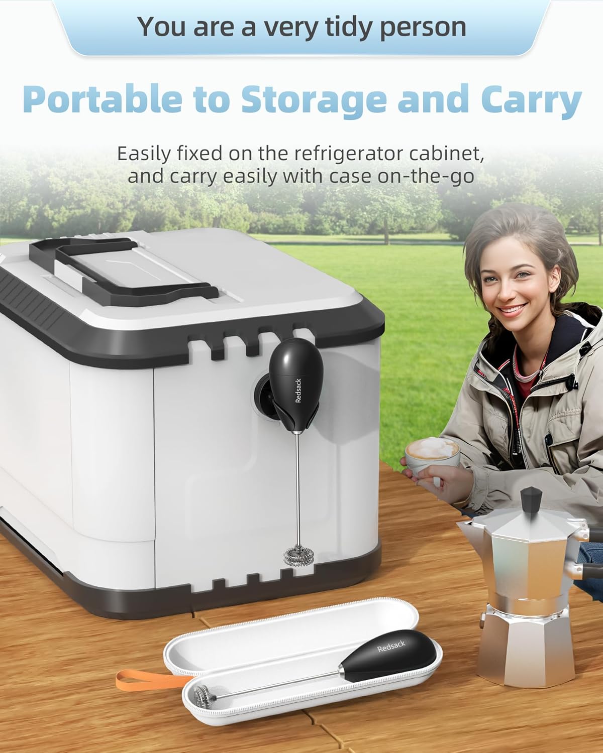 Milk Frother Handheld with Case,USB C Rechargeable Frother Wand for Coffee, Portable Electric Whisk with Stand,Waterproof Hand Drink Mixer Travel for Lattes, Cappuccino, Matcha, Egg (Black) - Culinary Roots