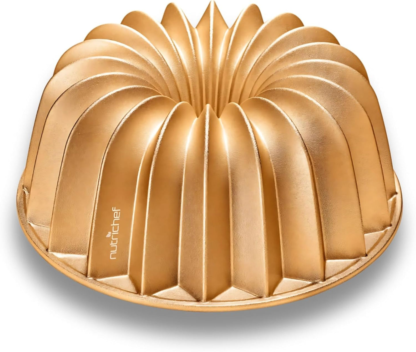 NutriChef 9-Inch Cake Pan - Thick and Heavy Cast Aluminum Bakeware Cake Mold with 2 Layers of Nonstick Coating - Fluted Lines Design for Uniform Baking Up To 500 Degrees - Easy to Clean, Gold - Culinary Roots