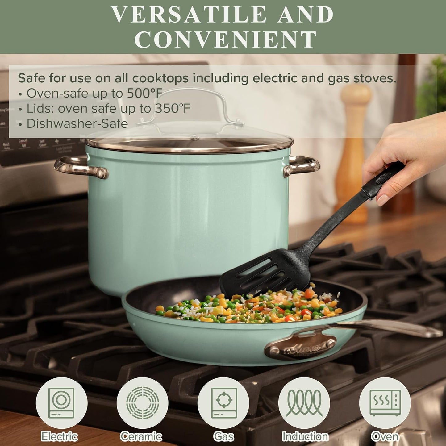 Healthy Duralon Blue Ceramic Nonstick Cookware Set