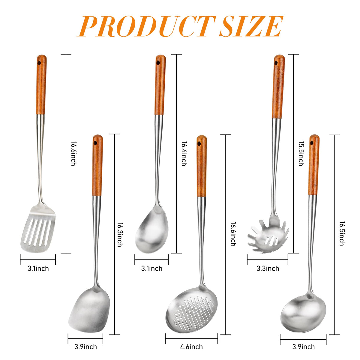304 Stainless Steel Kitchen Utensil Sets (6 Count)