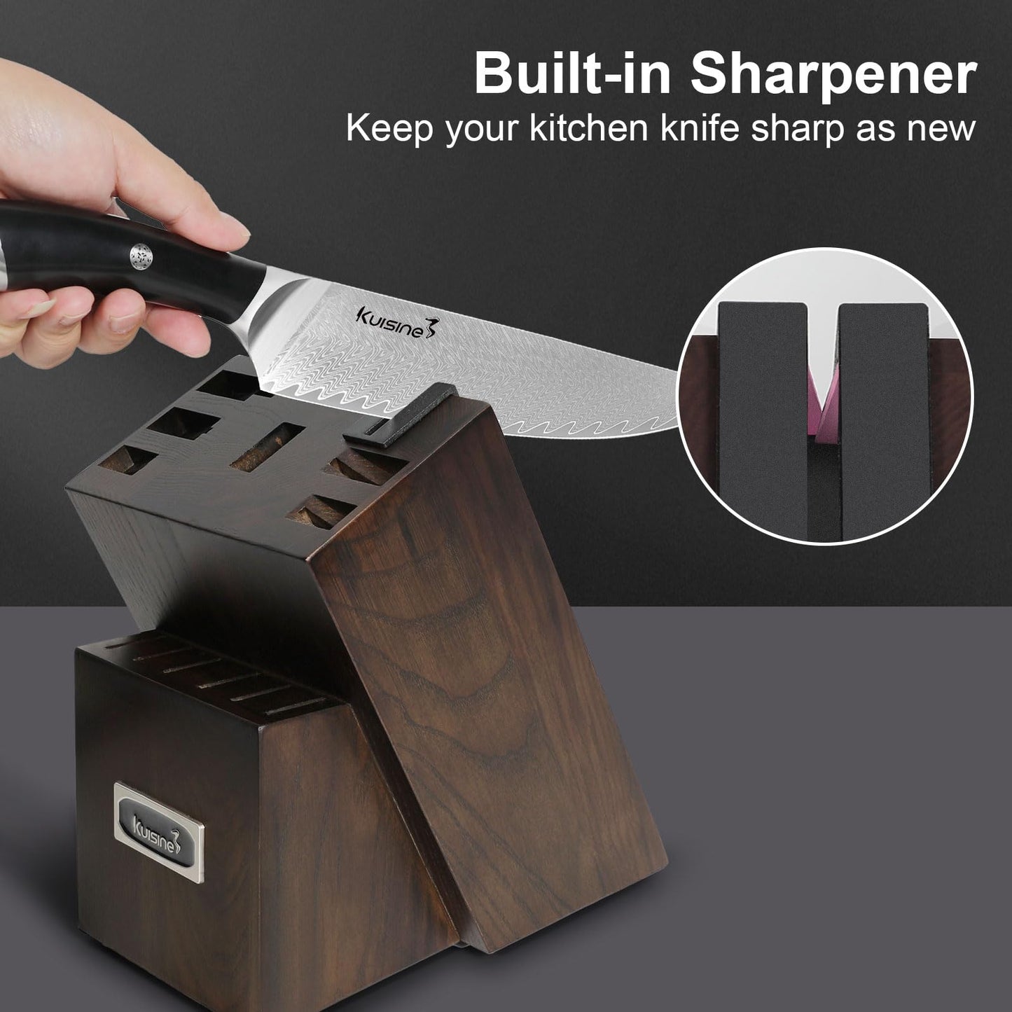14 Piece Damascus Knife Set with Block