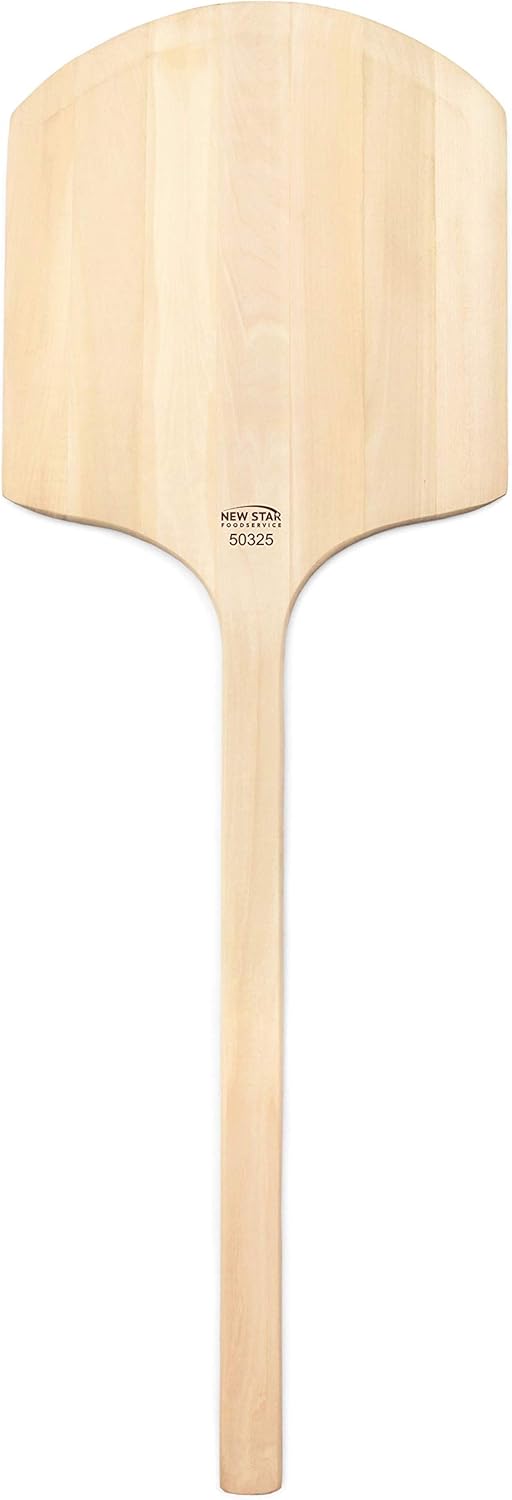 New Star Foodservice 50325 Restaurant-Grade Wooden Pizza Peel, 16" L x 14" W Plate, with 26" L Wooden Handle, 42" Overall Length - Culinary Roots