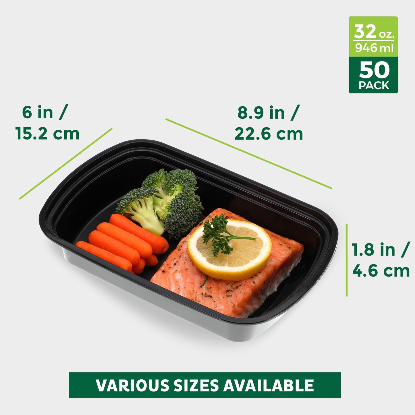 Meal Prep Containers [50 Pack] 1 Compartment with Lids (50 Count)