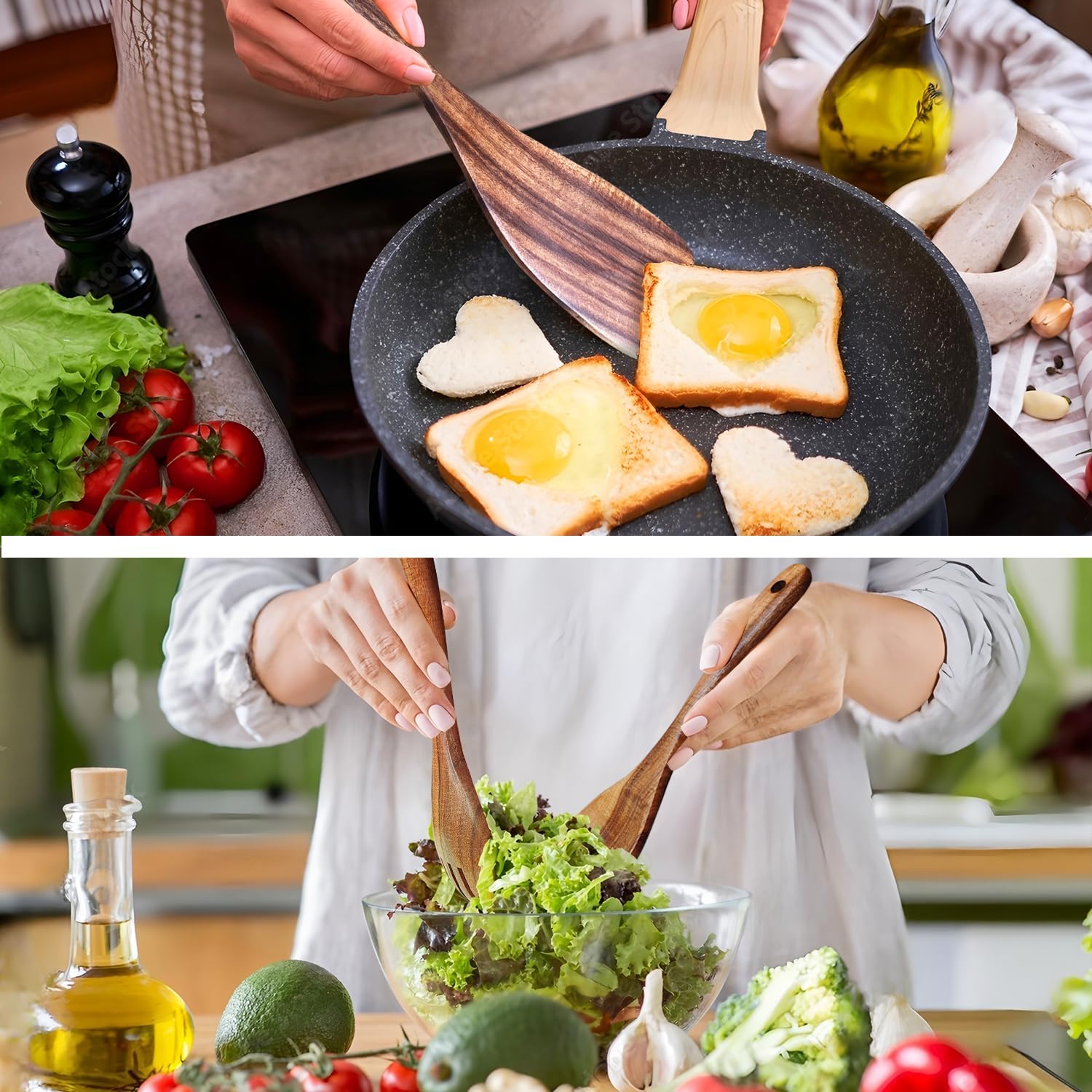 Wooden Spoons for Cooking 9 Pieces Set, Teak Wooden Kitchen Utensil Set, Wooden Cooking Utensils Spoons, Spatulas, Heat-Resistant, Lightweight & Durable, Perfect for Non-Stick Cookware - Culinary Roots