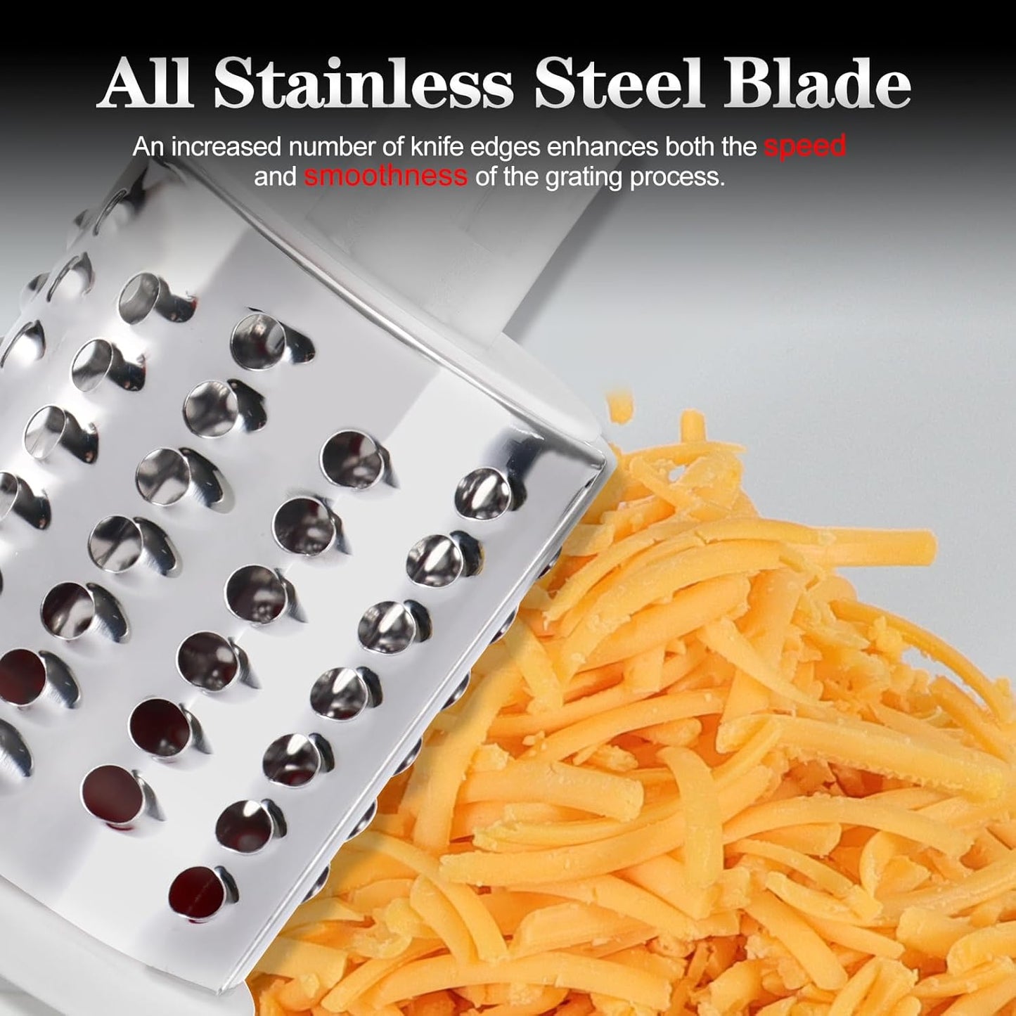 Ourokhome Rotary Cheese Grater Hand Crank, Kitchen Shredder Speed Mandolin Slicer Nut Grinder with Handle and Drum Blades for Cheese, Vegetable, Walnut, Chocolate, Potato, Carrot, 3 Blades, Yellow
