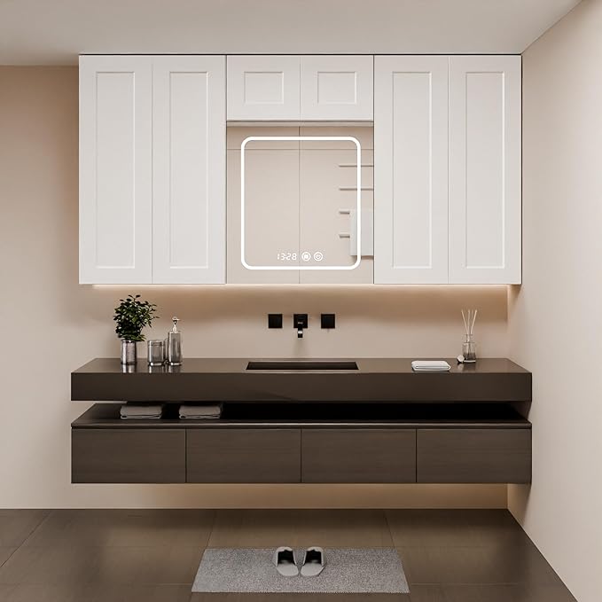 White Shaker Cabinet Wall Mounted, 30Wx15Hx12D Inch Solid Wood RTA Storage Organizer with 2 Doors & Shelves, Space-Saver for Laundry, Kitchen, Bathroom, Garage