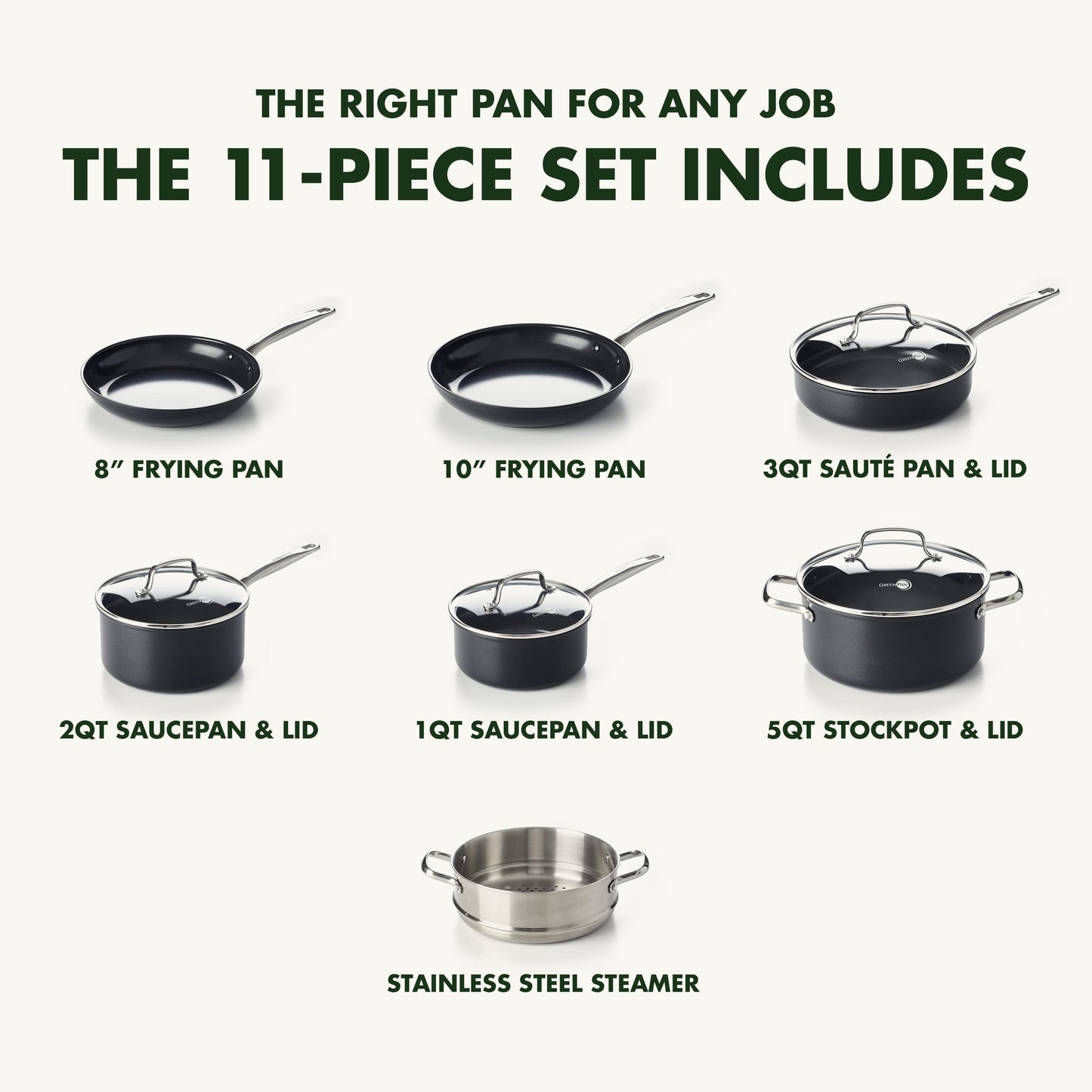 Chatham Black Prime Midnight Hard Anodized Healthy Ceramic Nonstick 11 Piece Cookware Pots and Pans Set