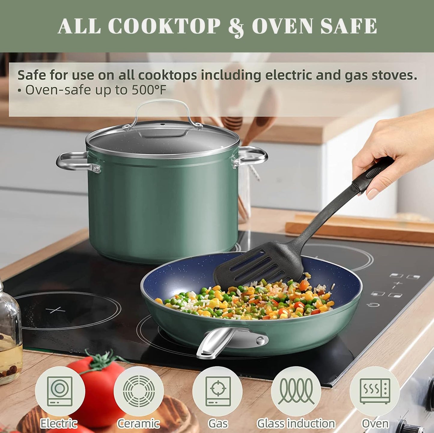 Healthy Duralon Blue Ceramic Nonstick Coated 7pc Cookware Set