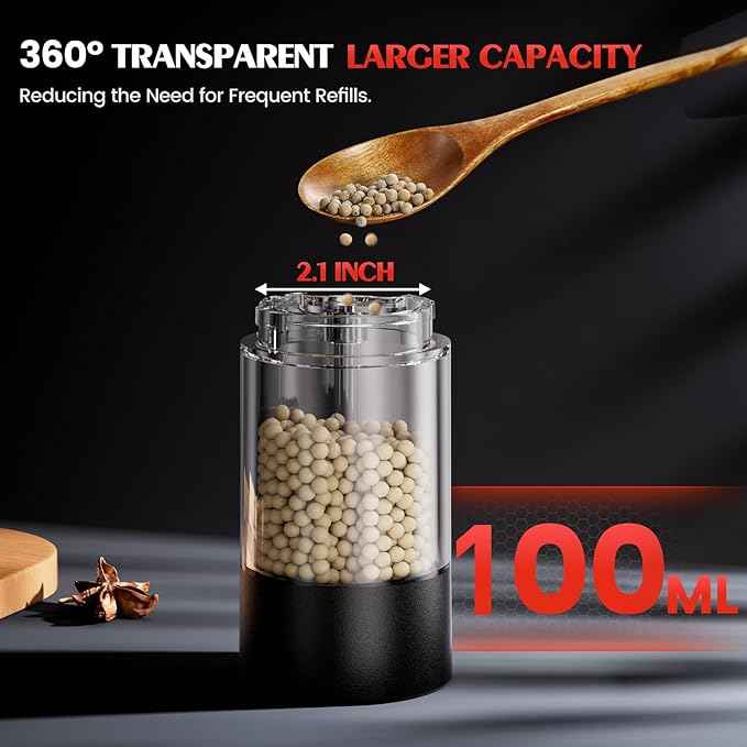 Electric Salt and Pepper Grinder Set Automatic Grinder for Kitchen Battery Pepper Mill Shakers Adjustable Coarseness Upgraded Larger Capacity with Led Gifts for Mom