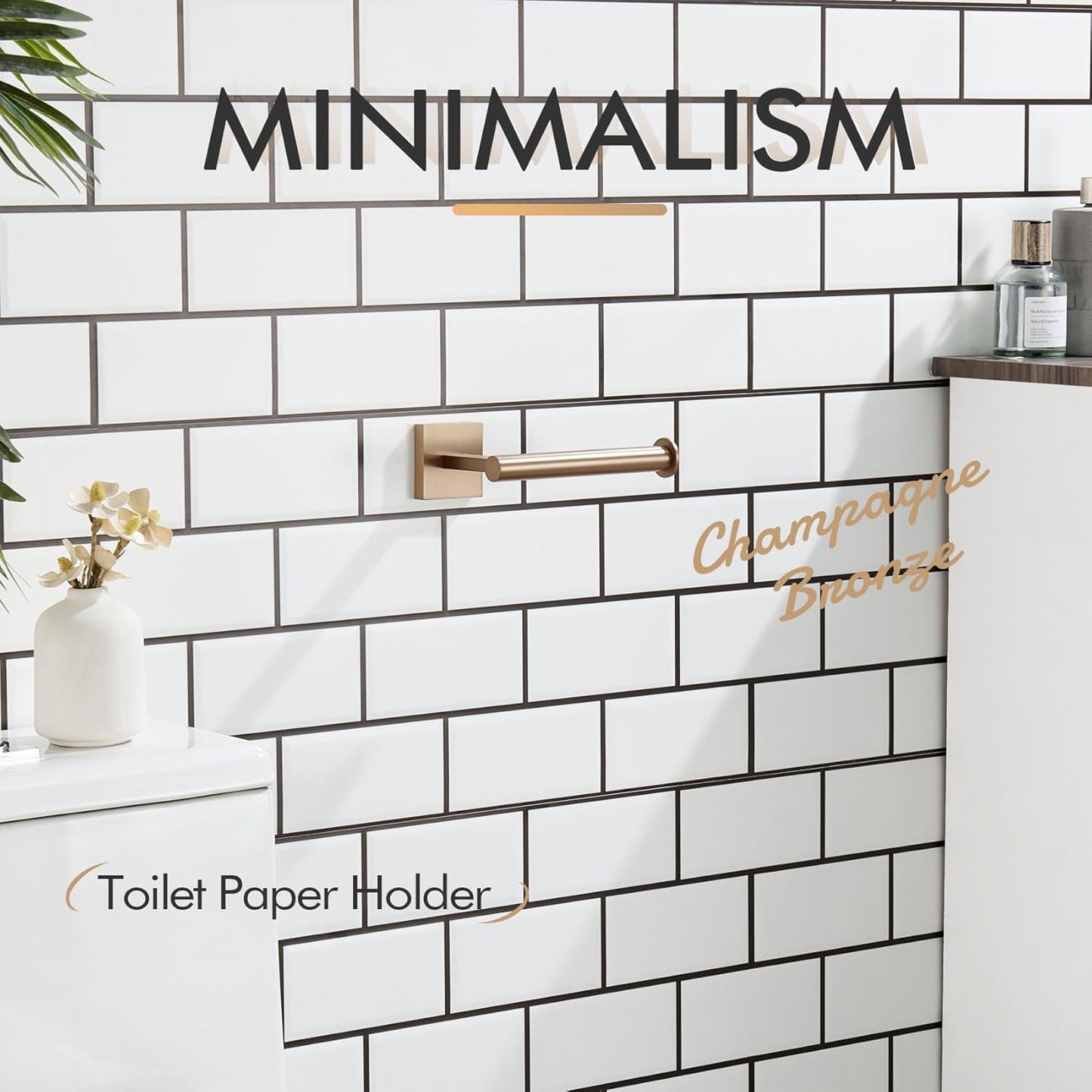 KOKOSIRI Toilet Paper Holder Toilet Roll Holders Hold Mega Rolls Kitchen Bathroom Tissue Paper Dispenser Champagne Bronze Stainless Steel, B2008CPG