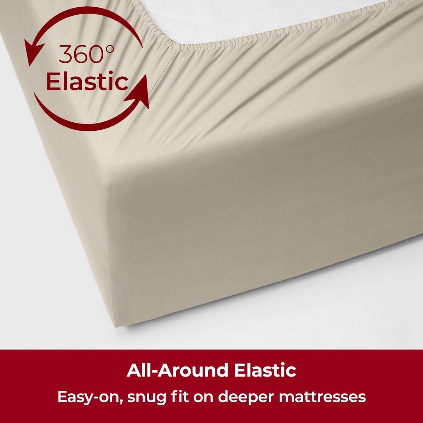 Mellanni Extra Deep Twin Sheets - 3 PC Iconic Collection Bedding - Hotel Luxury, Ultra Soft, Cooling Bed Sheets - Wrinkle, Fade, Stain Resistant (Twin, Golden Ivory)