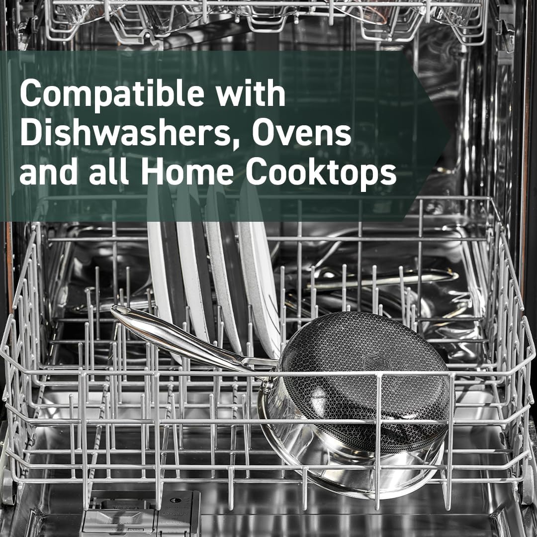 HexClad Hybrid Nonstick 1-Quart Saucepan with Tempered Glass Lid, Stay-Cool Handle, Dishwasher-Friendly, Oven-Safe Up to 900°F, Induction Ready, Compatible with All Cooktops - Culinary Roots