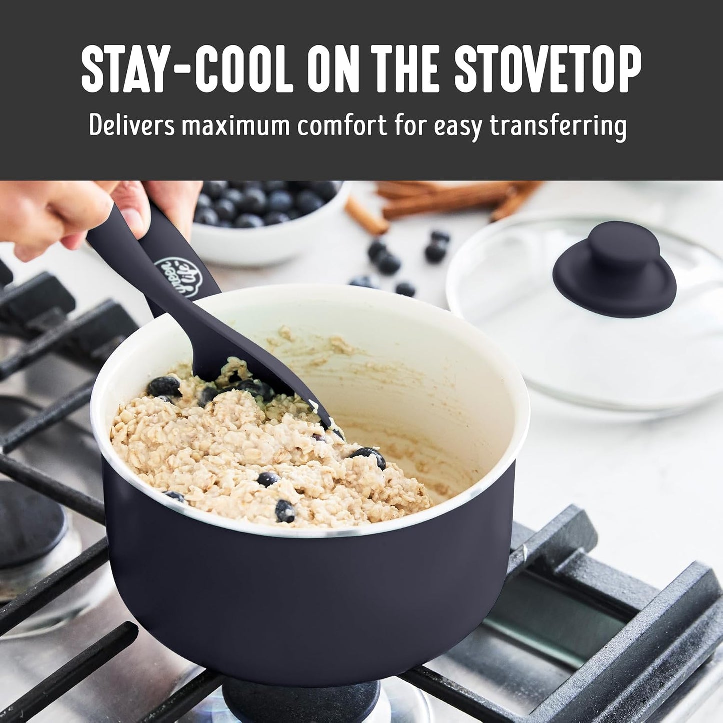 GreenLife 2 Quart Ceramic Nonstick Saucepan with Lid, PFAS-Free, Stay-Cool Handle, Multipurpose Kitchen Cooking Pot, Dishwasher & Oven Safe, Black - Culinary Roots