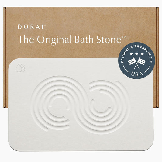 Dorai Home Bath Stone Mat 23.6"x15.4" – Quick-Dry, Non-Slip Diatomite Stone Bath Mat for Bathroom, Zen Sandstone