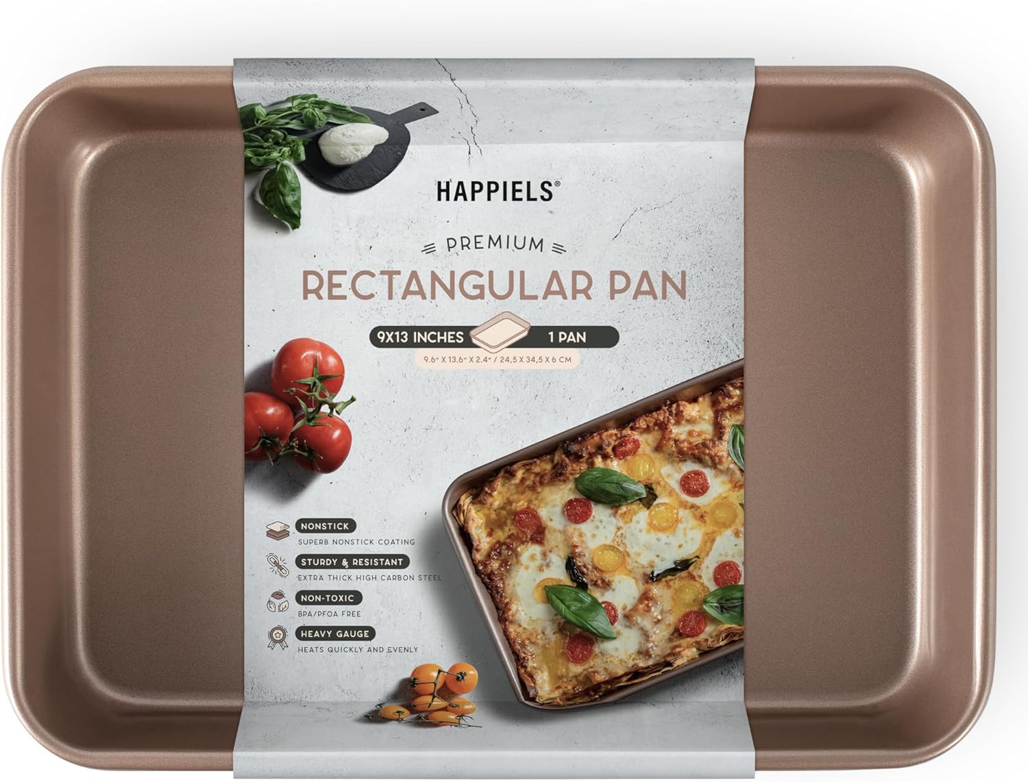 Nonstick Non Toxic 9x13 in Baking Pan for oven | Cake Mold 9 x 13 Non Stick Nontoxic | Carbon Steel Gold Brownies Pans 13x9 inches | Rectangle Brownie Tray 9 by 13 inch | Baking Ware - Culinary Roots