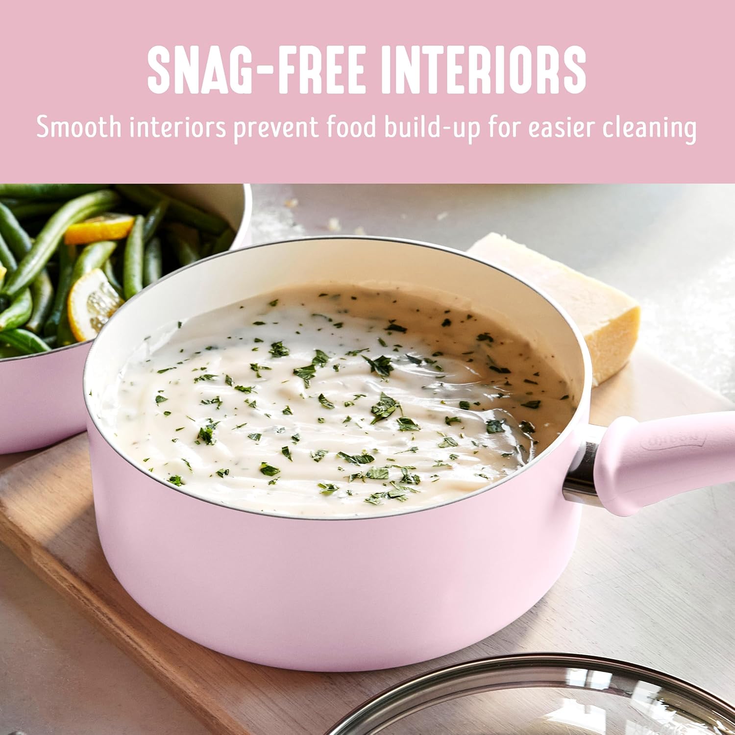 GreenLife 2 Quart Ceramic Nonstick Saucepan with Lid, PFAS-Free, Stay-Cool Handle, Multipurpose Kitchen Cooking Pot, Dishwasher & Oven Safe, Pink - Culinary Roots