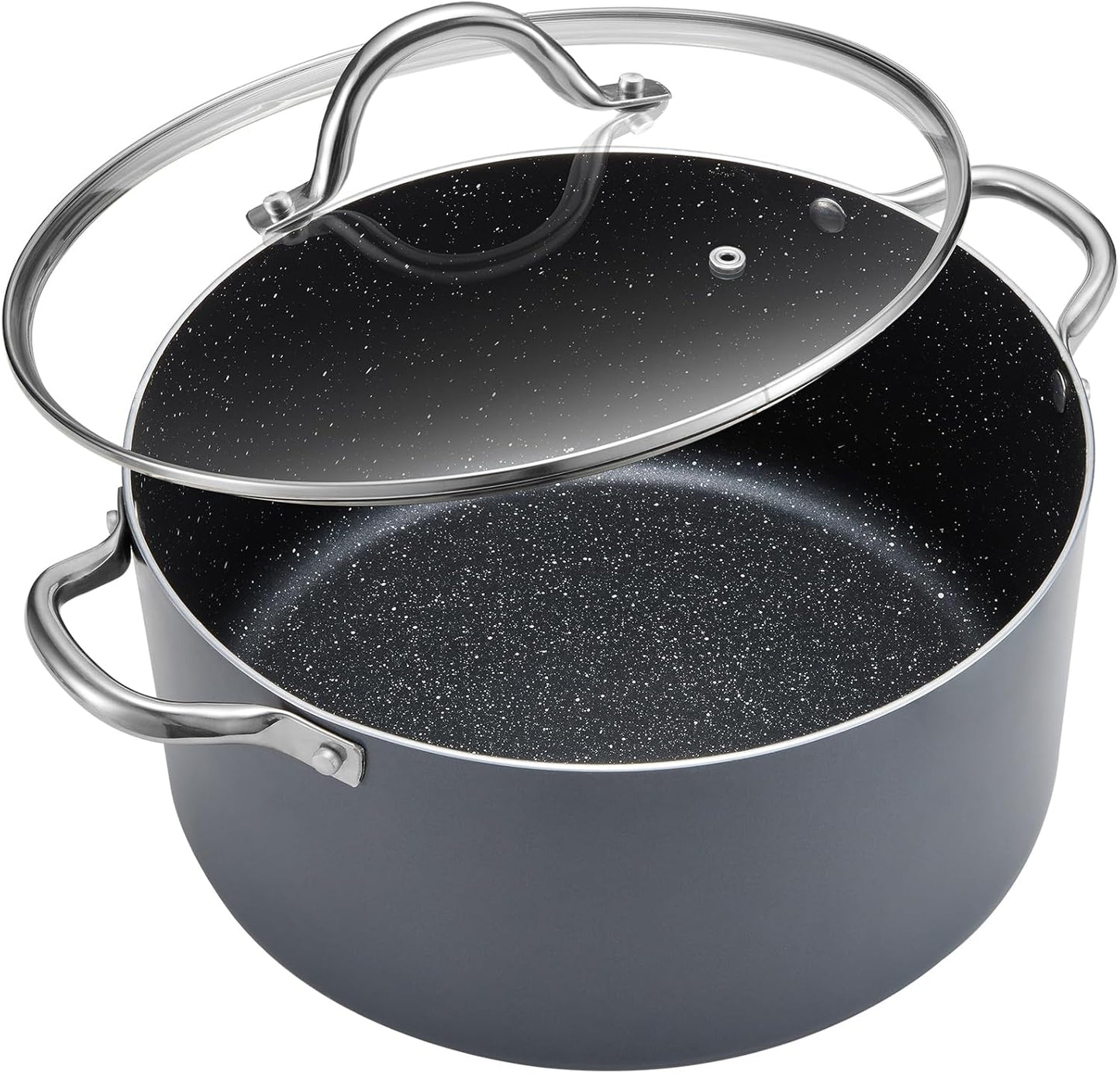 BEZIA 10 Quart Cooking Pot, Large Non Stick Induction Stock Pots with Lid, All Stove Compatible, 10 QT Aluminum Soup/Stew Pot For Large Families or Meal Prepping, Grey - Culinary Roots