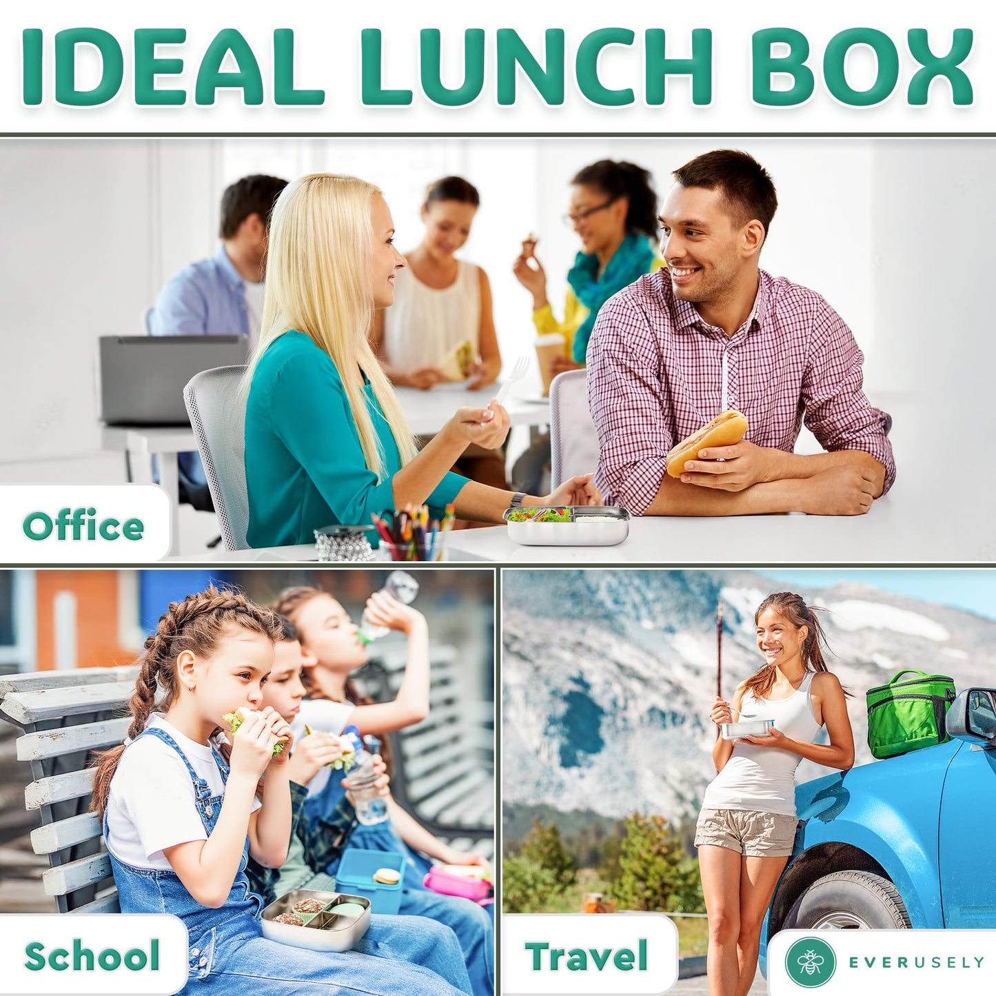 Stainless Steel Bento Box + Condiment Container