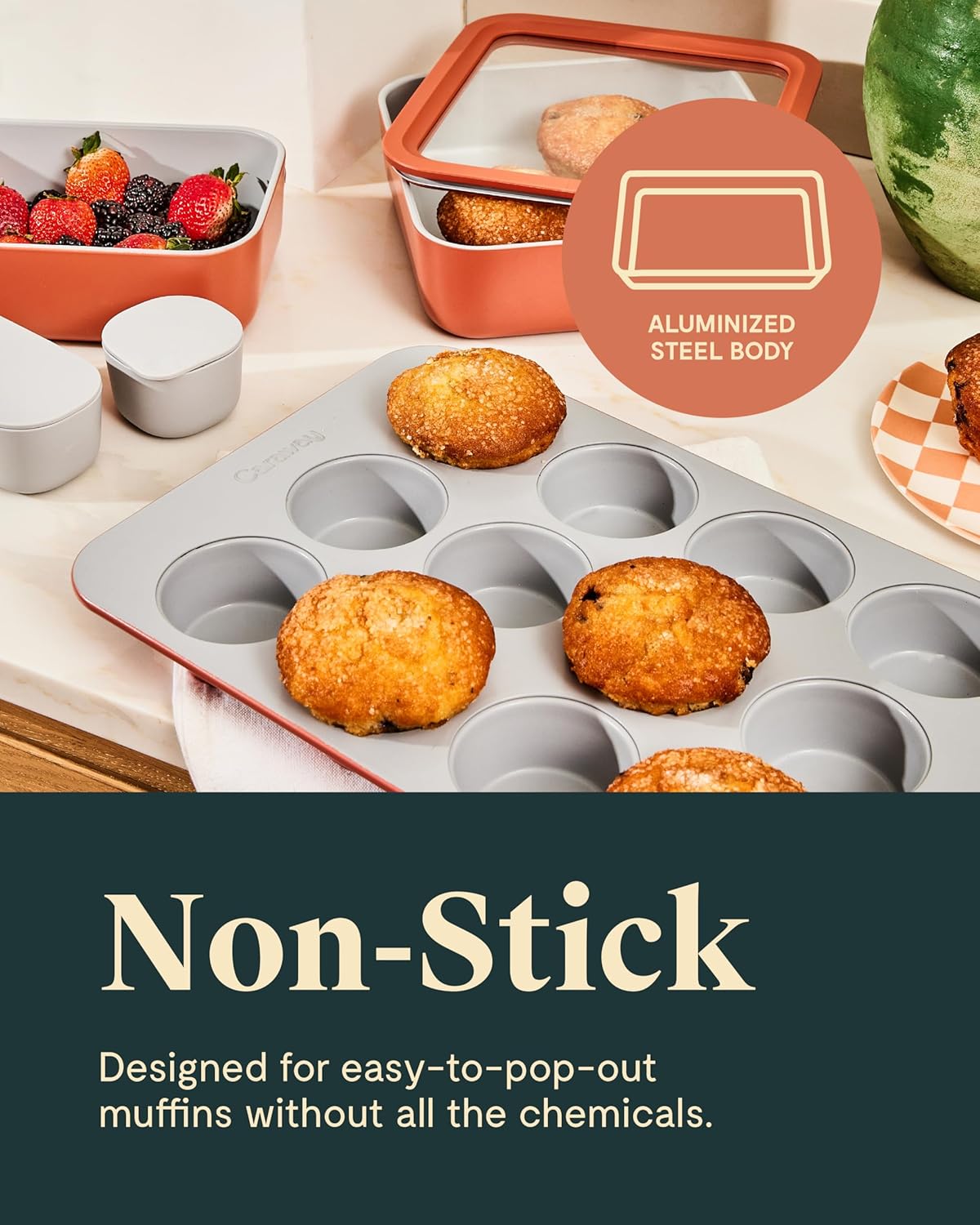 Caraway Non-Stick Ceramic 12-Cup Muffin Pan - Naturally Slick Ceramic Coating - Non-Toxic, PTFE & PFOA Free - Perfect for Cupcakes, Muffins, and More - Navy - Culinary Roots
