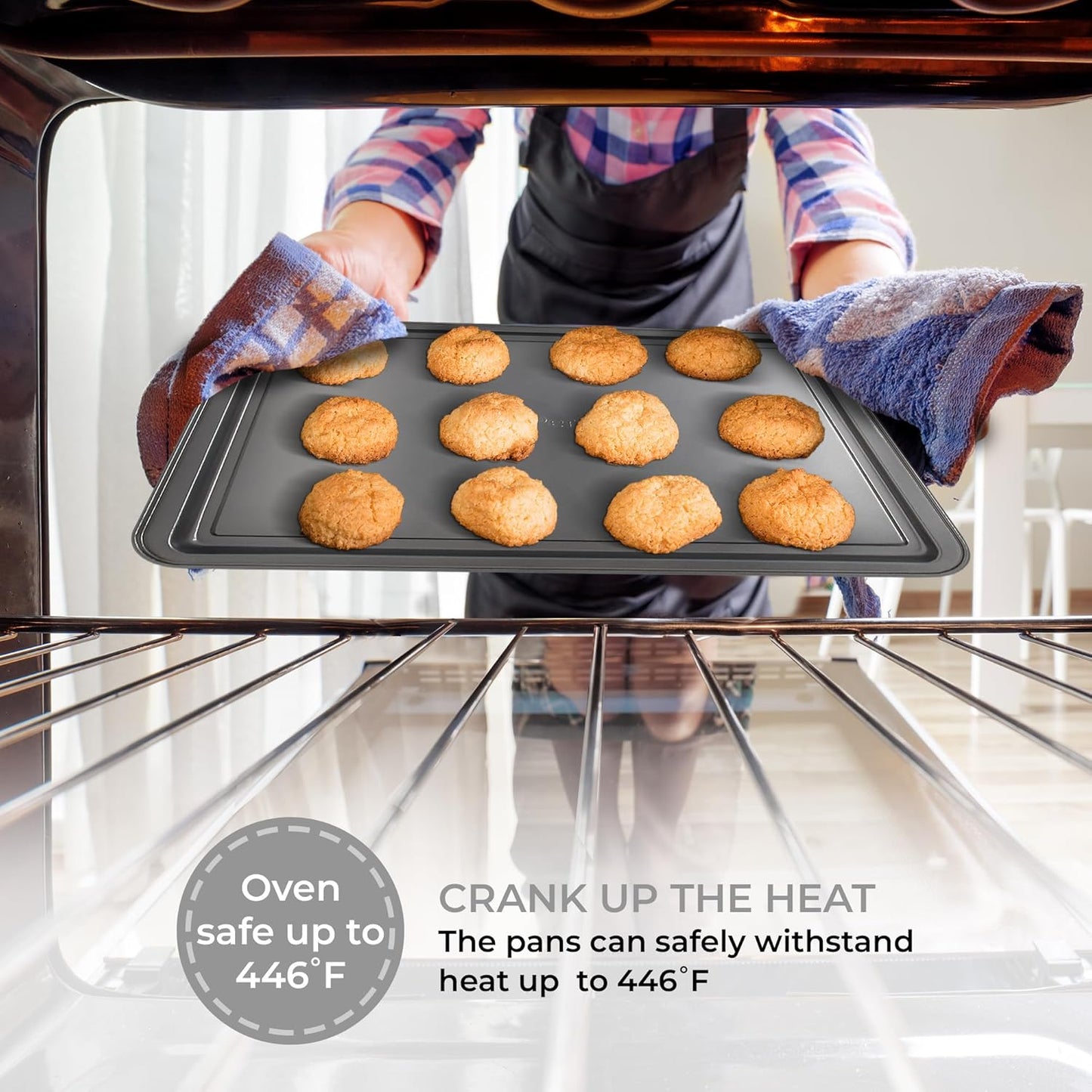 PERLLI Non-Stick 3-Piece Baking Pan Set, BPA-Free Gray Carbon Steel Bakeware Set, Stackable Kitchen Oven Set, Cookie Sheet, Baking Tray, Baking Sheet Set, Oven Safe (446°F) - Culinary Roots