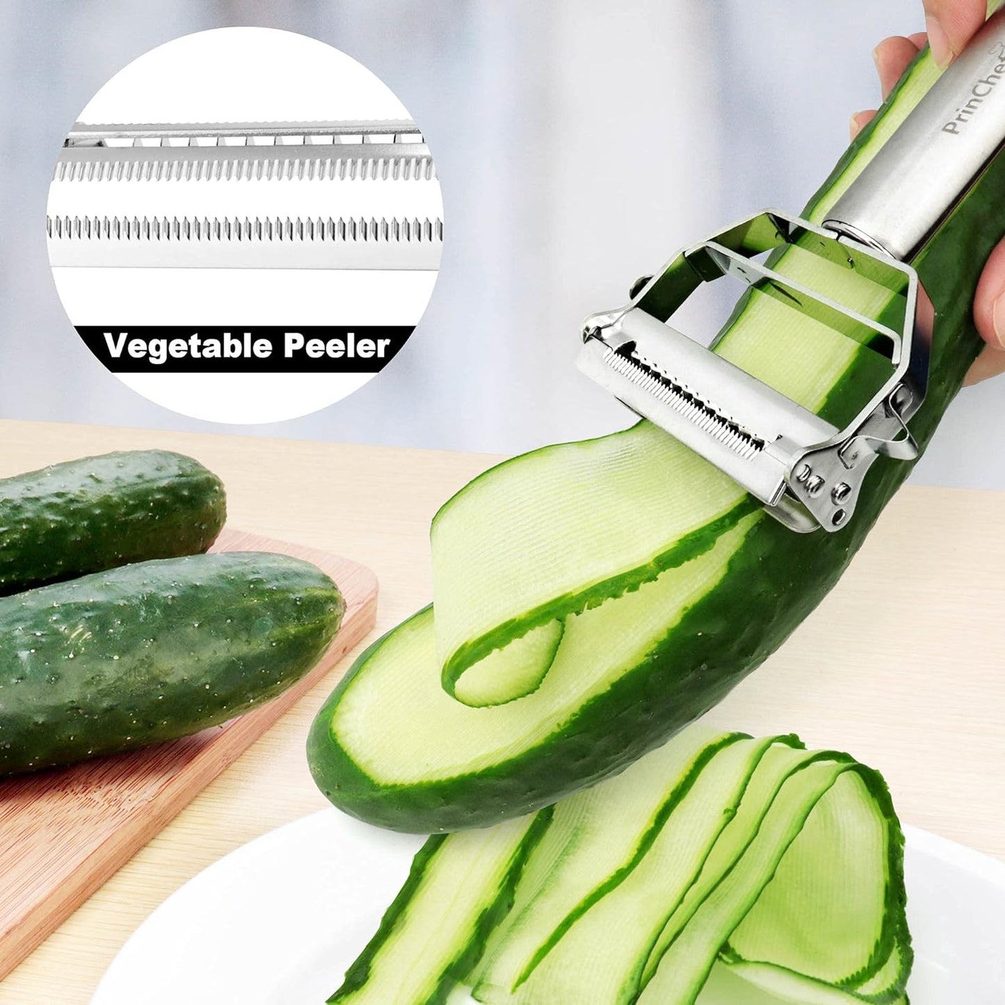 PrinChef Vegetable Peeler, 3 in 1 Versatile Y Potato Peeler for Kitchen| Ultra Sharp Julienne Peeler with Anti-Slip Handle | Stainless Steel No-Rust Veggie Peeler, Heavy Duty - Culinary Roots