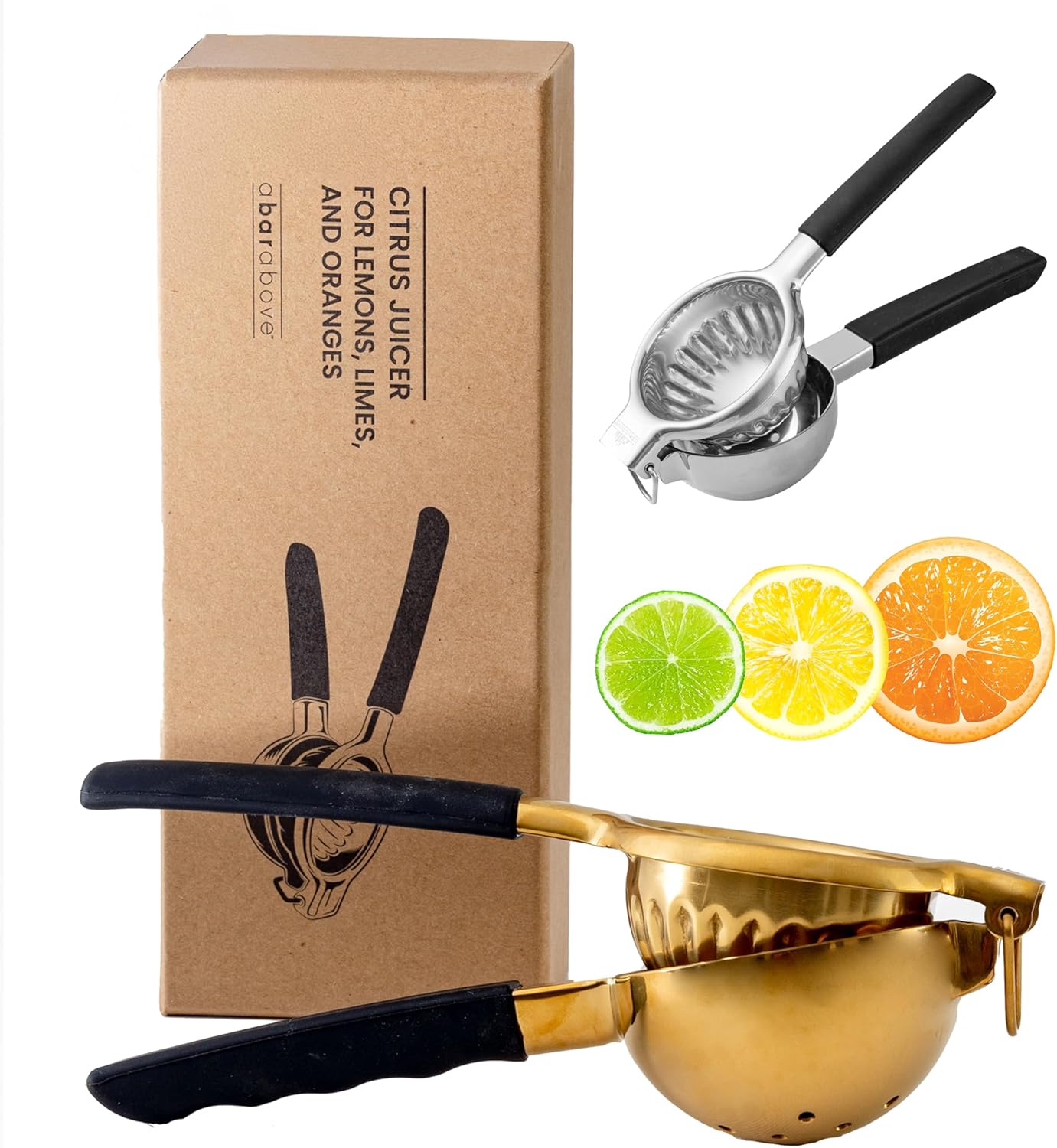 A Bar Above Gold Hand Juicer, Heavy Duty Stainless Steel Citrus Juicer for Cocktails, Fruit Juice Press for Lemons, Limes, and Oranges, Premium Manual Squeezer for Bartenders and Home Bar Use - Culinary Roots