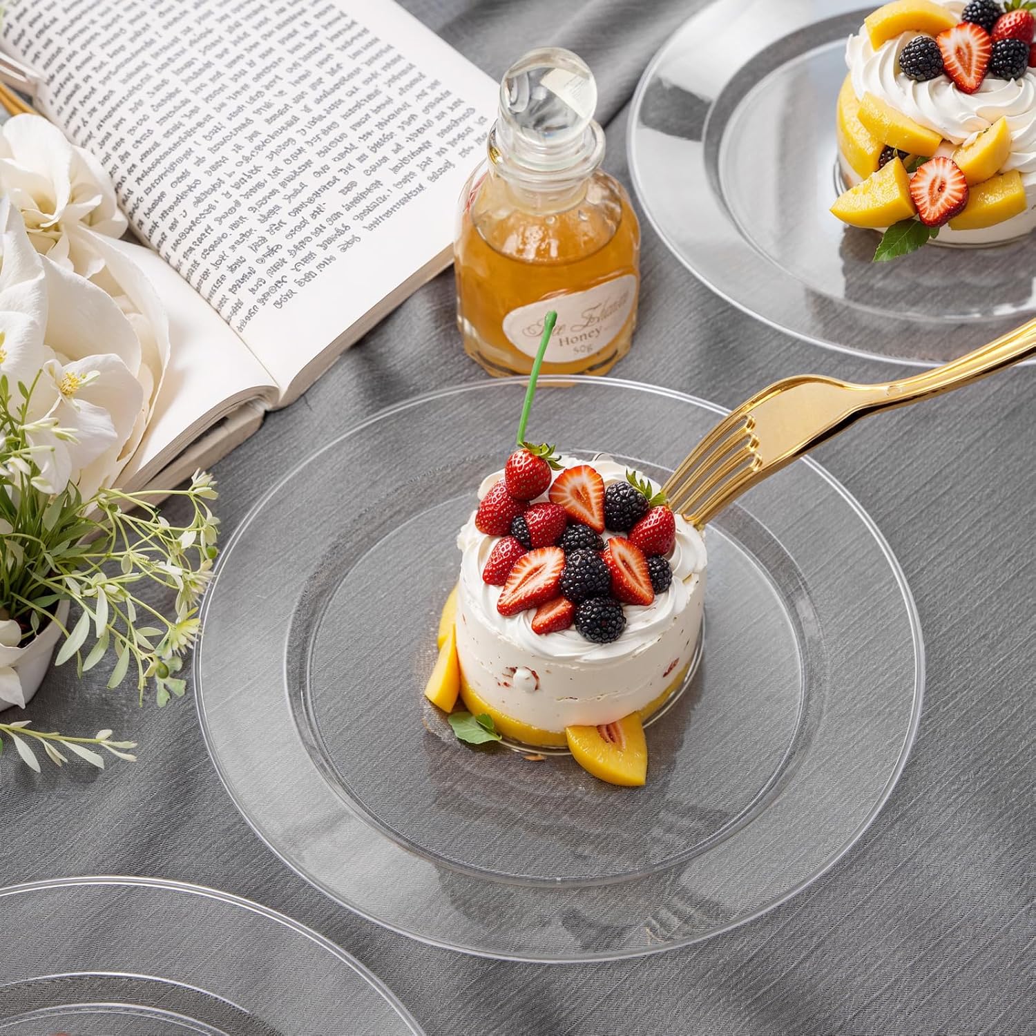 FLOWERCAT 60PCS Clear Plastic Plates - Disposable Clear Plates Heavy Duty for Party/Wedding/New Year - Include 30PCS 10.25inch Dinner Plates and 30PCS 7.5inch Dessert/Salad Plates - Culinary Roots