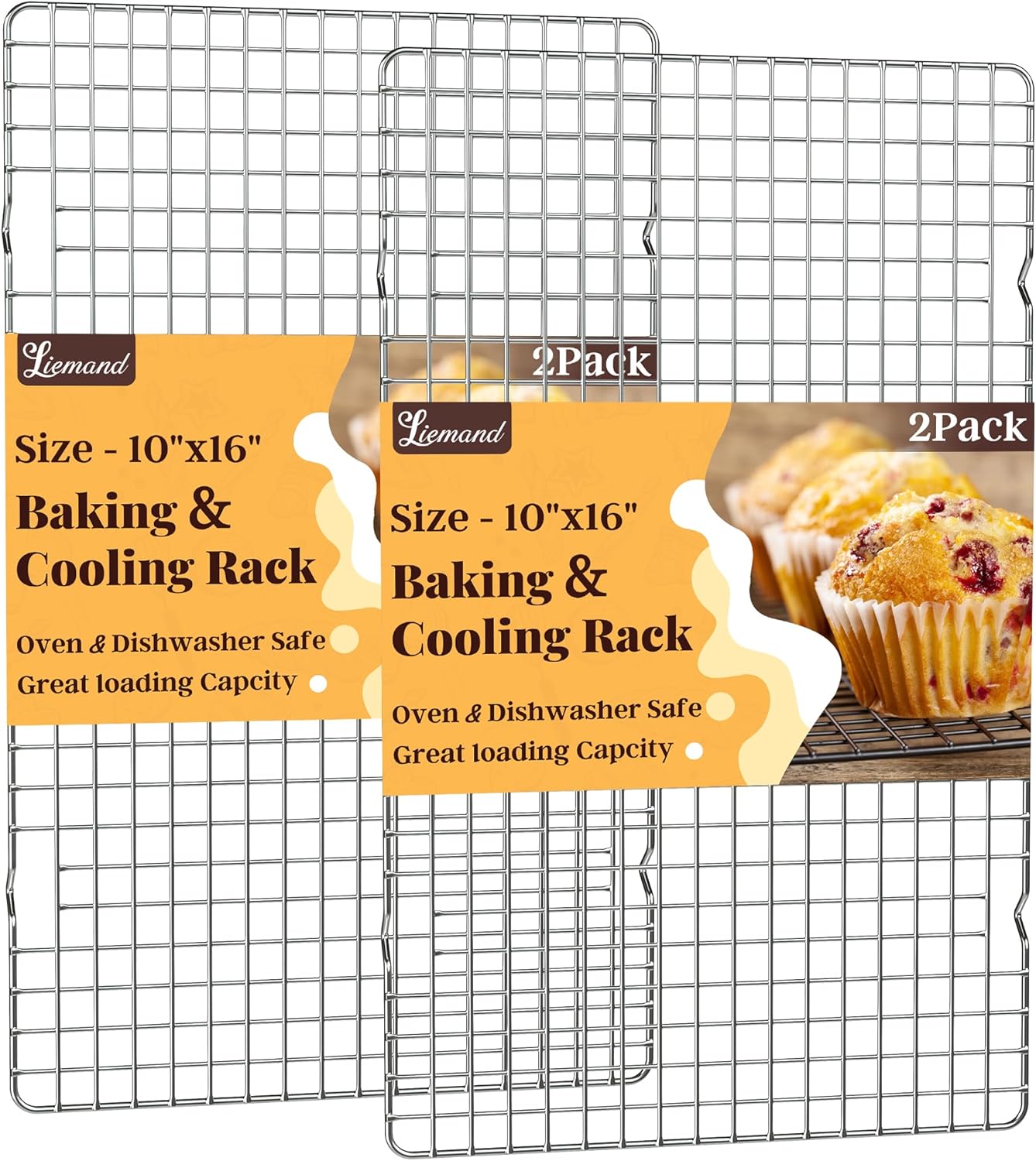 Cooling Racks for Cooking and Baking - 2 PCS 10" x 16" Grid Wire Baking Rack for Oven Cooking, Baking, Grilling, Roasting -Dishwasher Safe Bacon Rack- Fits Half Sheet Cookie Pan - Culinary Roots